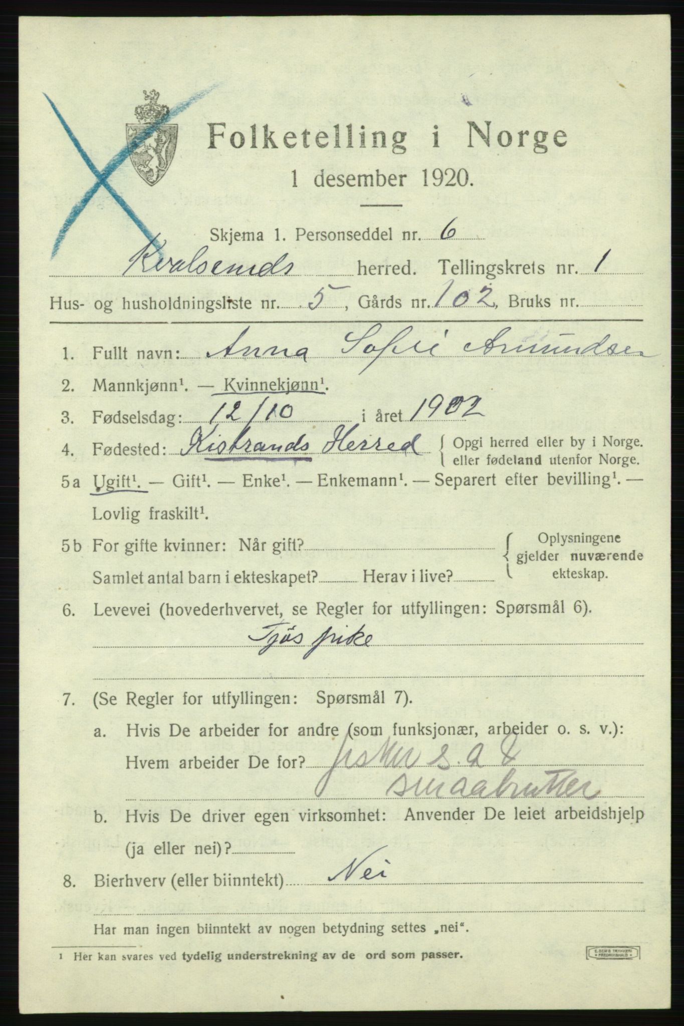 SATØ, 1920 census for , 1920, p. 512