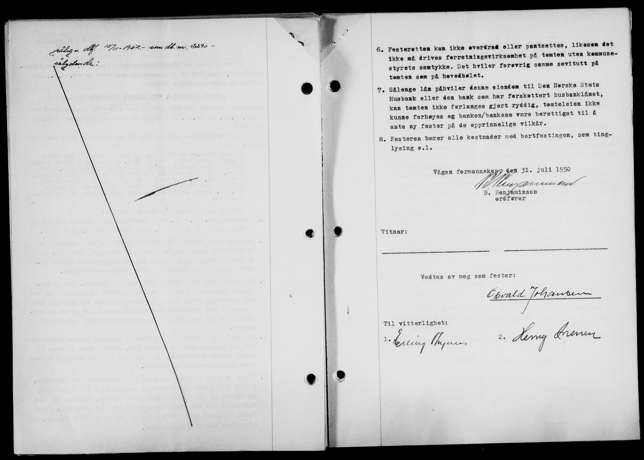 Lofoten sorenskriveri, SAT/A-0017/1/2/2C/L0024a: Mortgage book no. 24a, 1950-1950, Diary no: : 2711/1950