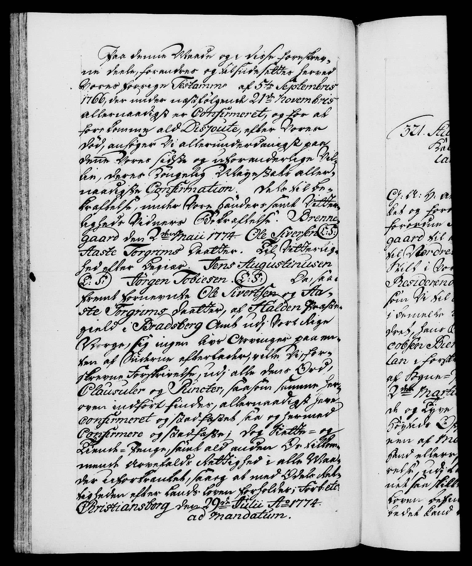 Danske Kanselli 1572-1799, AV/RA-EA-3023/F/Fc/Fca/Fcaa/L0046: Norske registre, 1773-1775, p. 518b