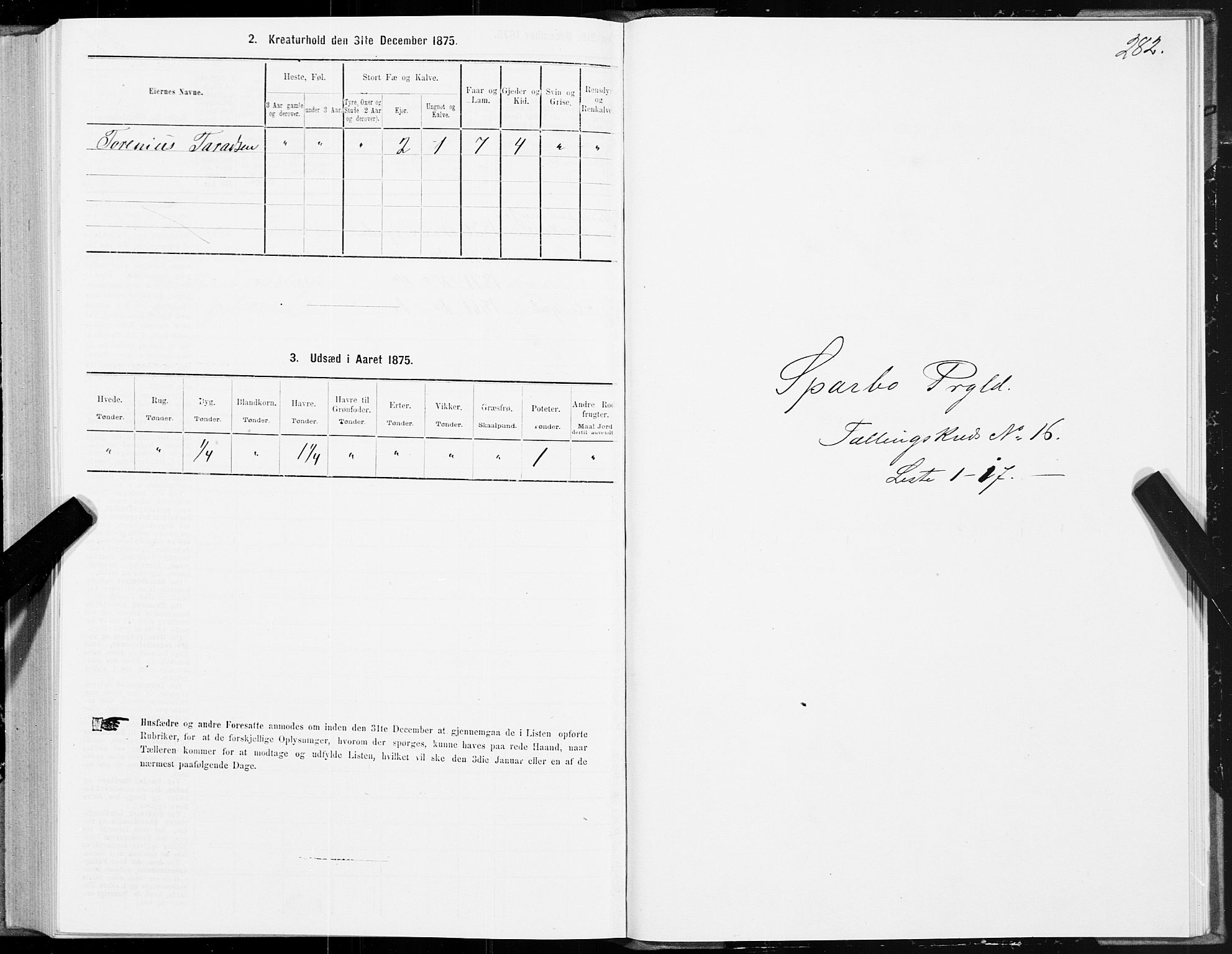 SAT, 1875 census for 1731P Sparbu, 1875, p. 5282