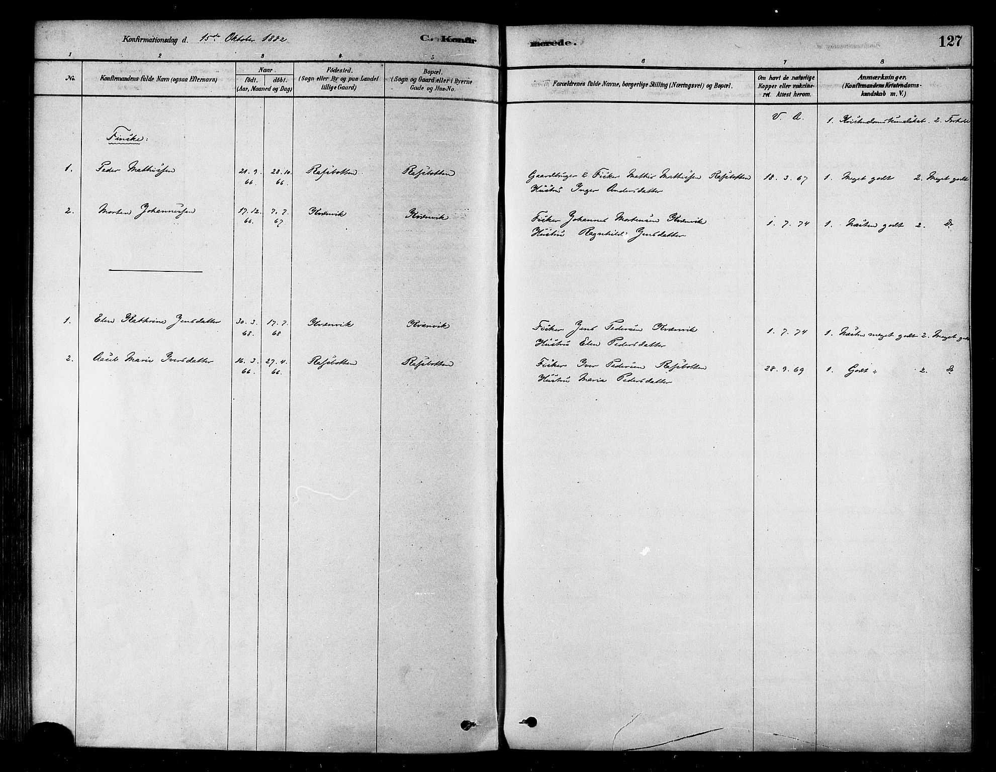 Alta sokneprestkontor, SATØ/S-1338/H/Ha/L0002.kirke: Parish register (official) no. 2, 1879-1892, p. 127