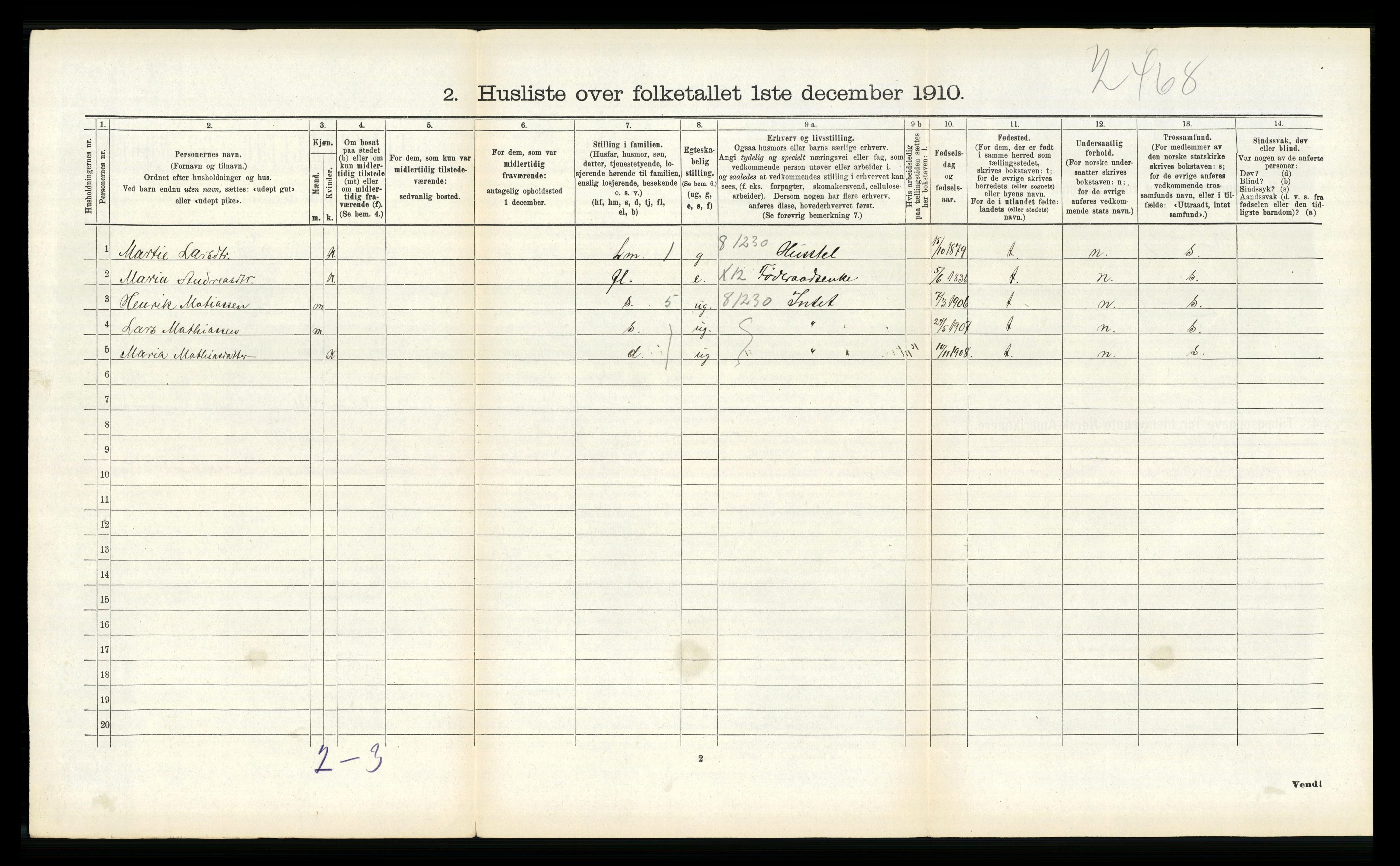 RA, 1910 census for Naustdal, 1910, p. 416