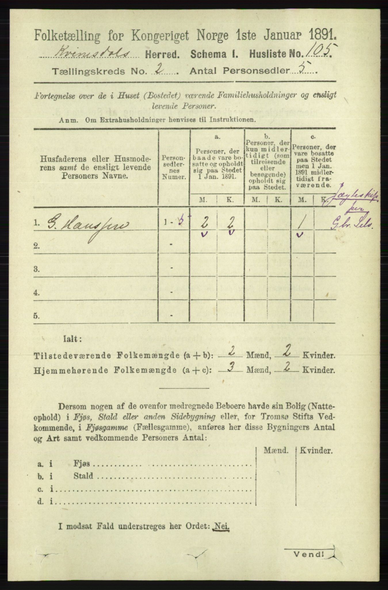 RA, 1891 census for 1037 Kvinesdal, 1891, p. 362