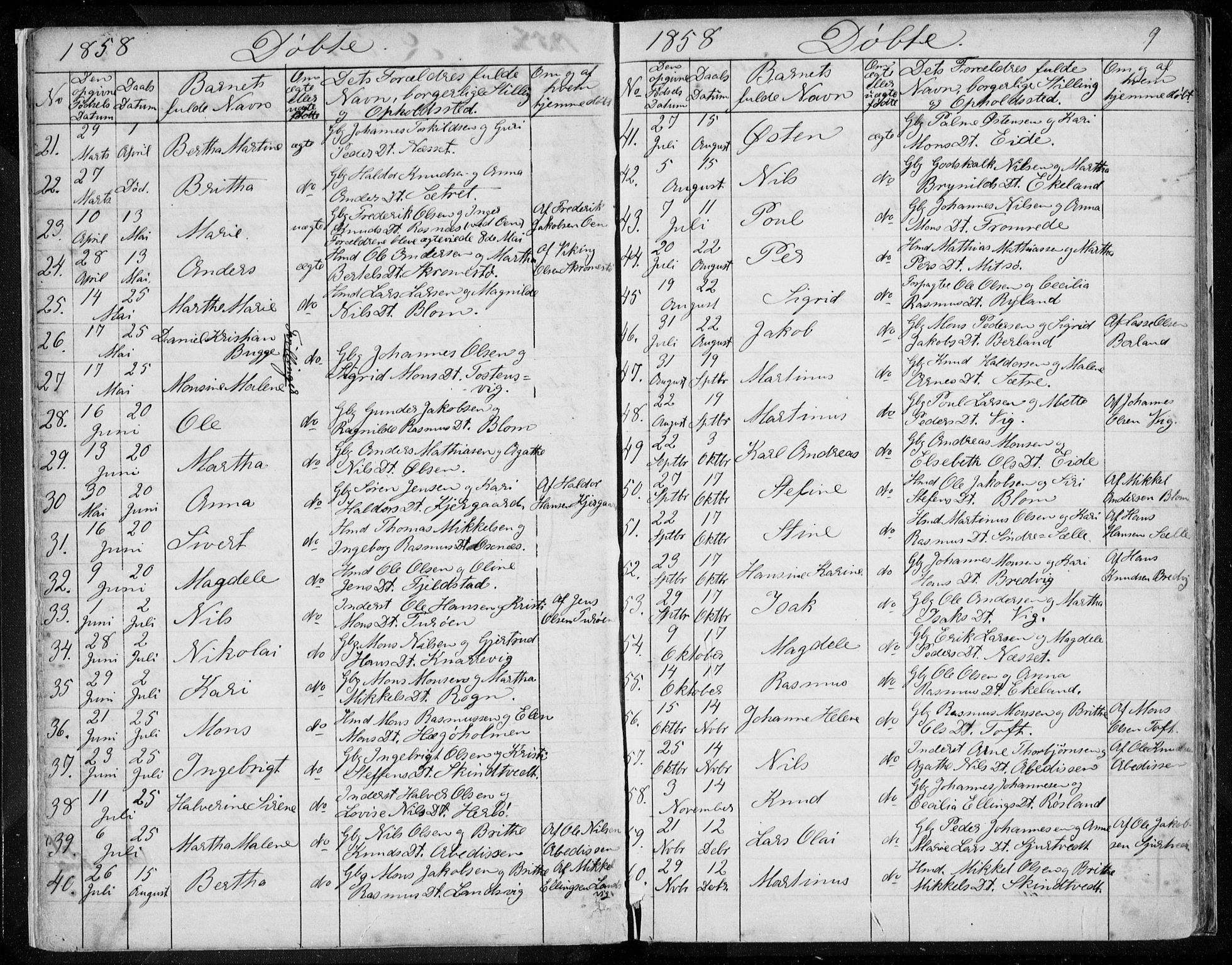 Herdla Sokneprestembete, AV/SAB-A-75701/H/Haa: Parish register (official) no. A 1, 1855-1869, p. 9