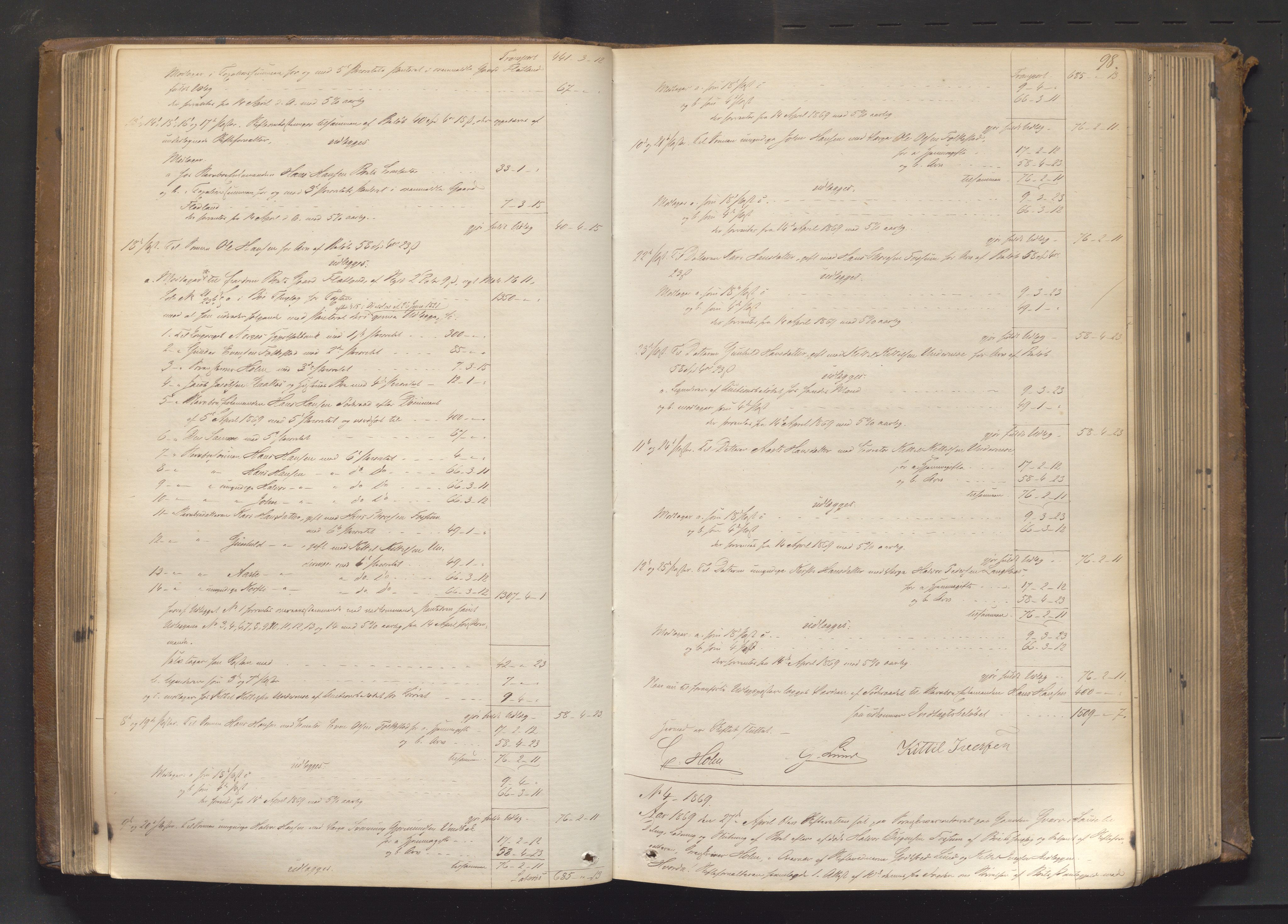 Nedre Telemark sorenskriveri, AV/SAKO-A-135/H/Hb/Hbe/L0002: Skifteutlodningsprotokoll, 1867-1878, p. 97b-98a
