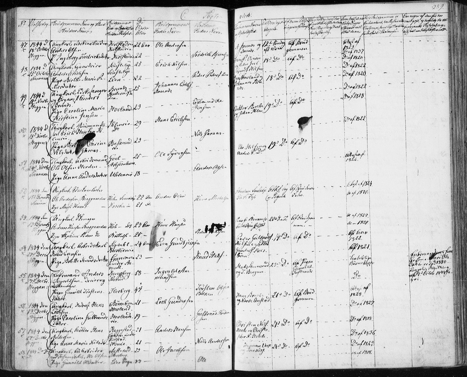 Modum kirkebøker, SAKO/A-234/F/Fa/L0007: Parish register (official) no. 7, 1841-1850, p. 289