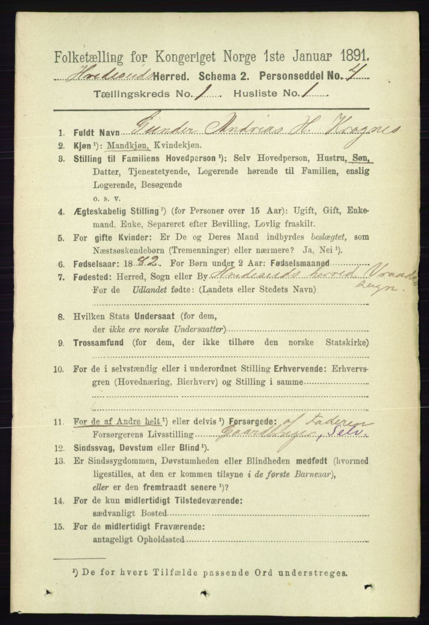 RA, 1891 census for 0829 Kviteseid, 1891, p. 80