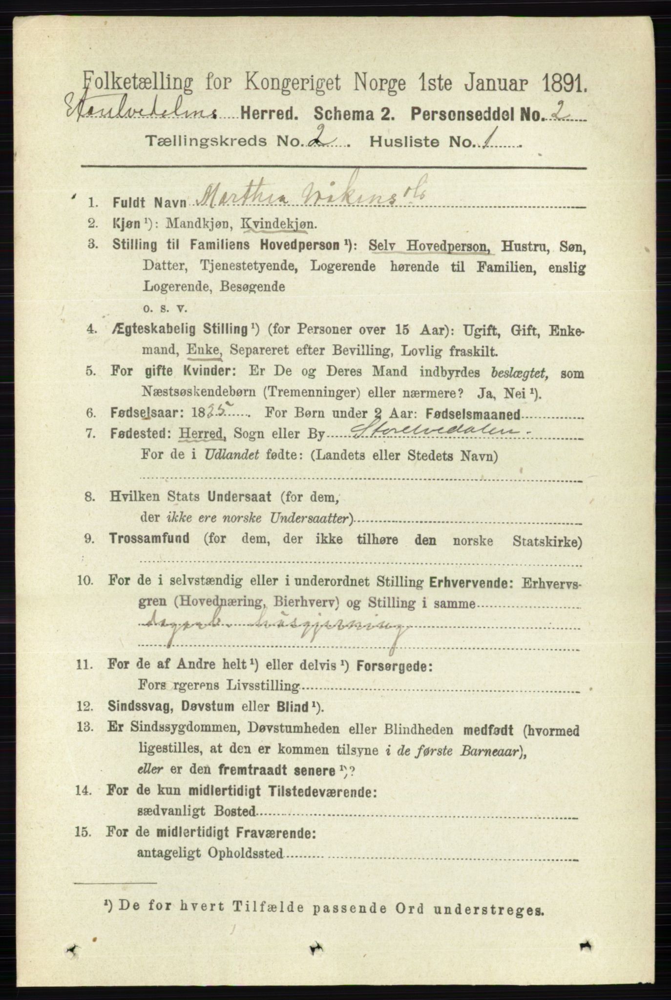 RA, 1891 census for 0430 Stor-Elvdal, 1891, p. 386