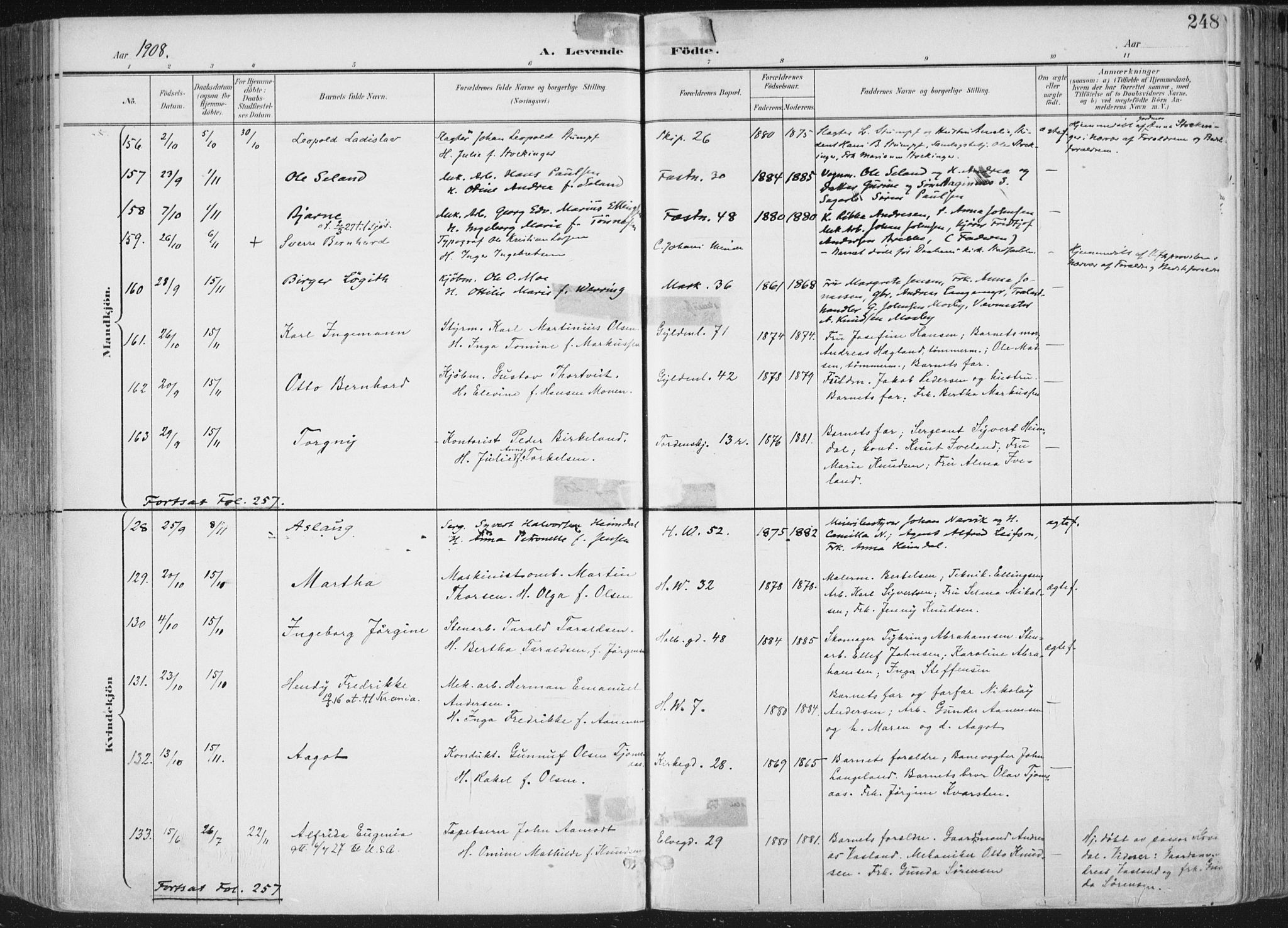 Kristiansand domprosti, SAK/1112-0006/F/Fa/L0021: Parish register (official) no. A 20, 1898-1908, p. 248