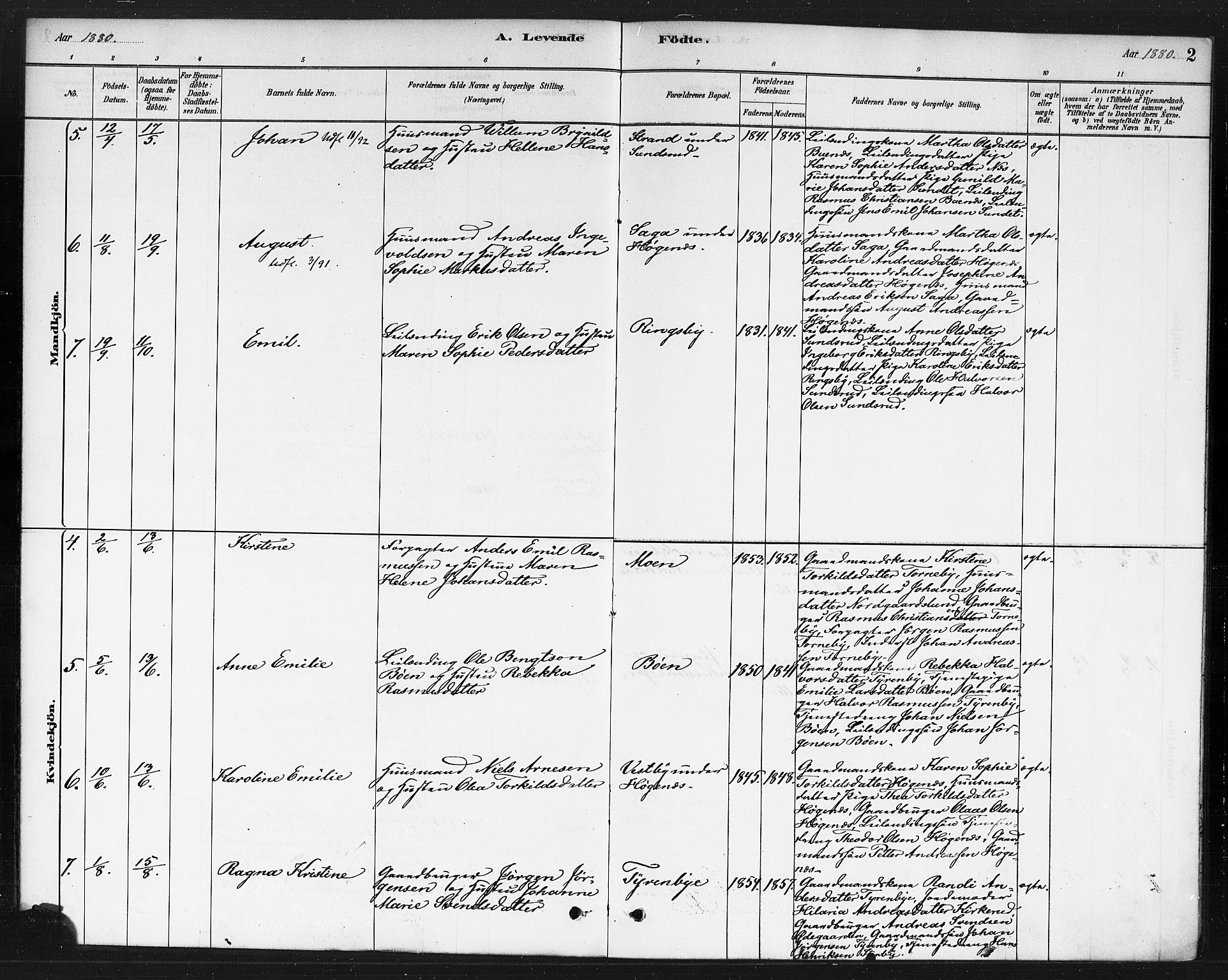 Rødenes prestekontor Kirkebøker, AV/SAO-A-2005/F/Fb/L0001: Parish register (official) no. II 1, 1880-1889, p. 2