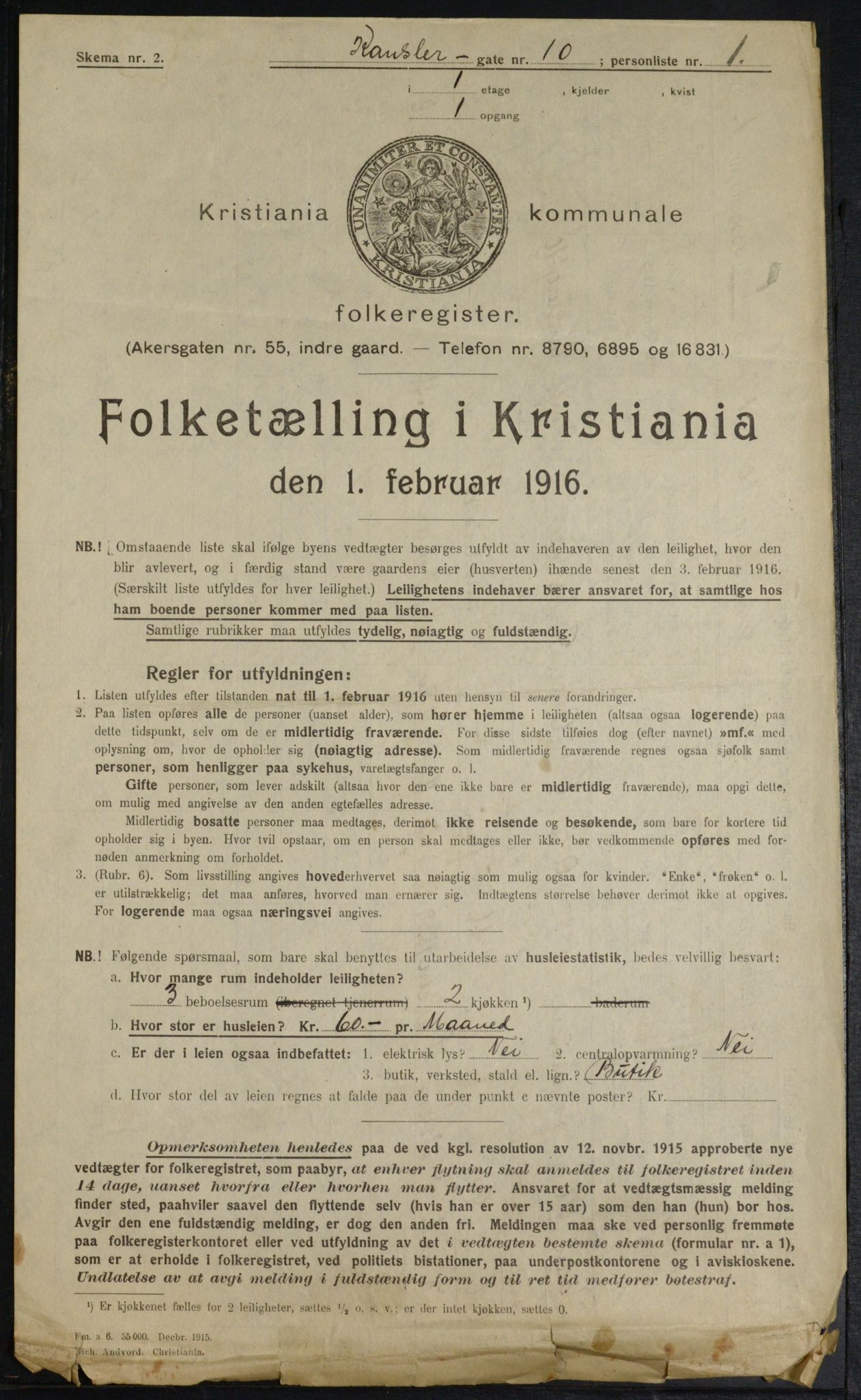 OBA, Municipal Census 1916 for Kristiania, 1916, p. 49182