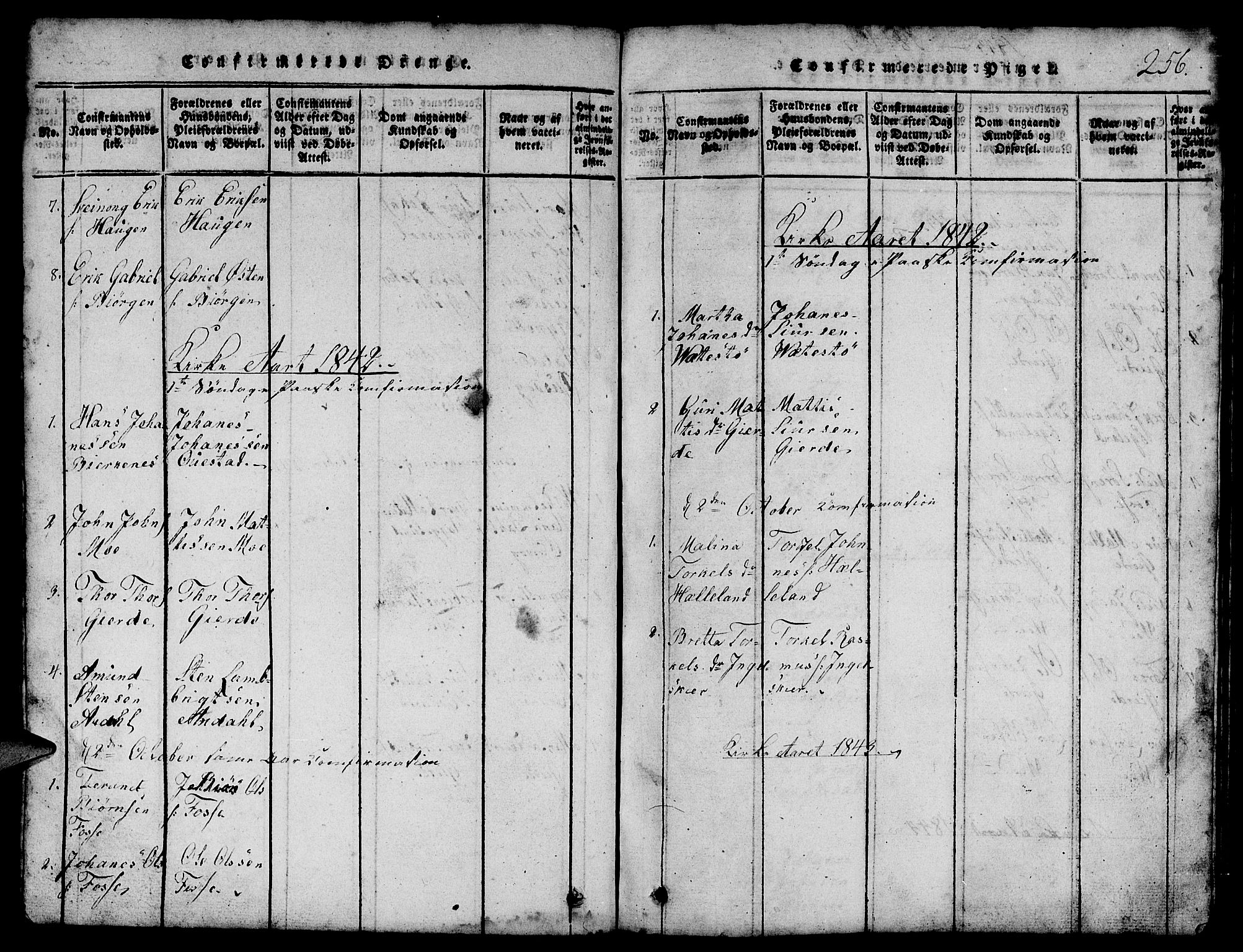 Etne sokneprestembete, SAB/A-75001/H/Hab: Parish register (copy) no. B 1, 1815-1850, p. 256