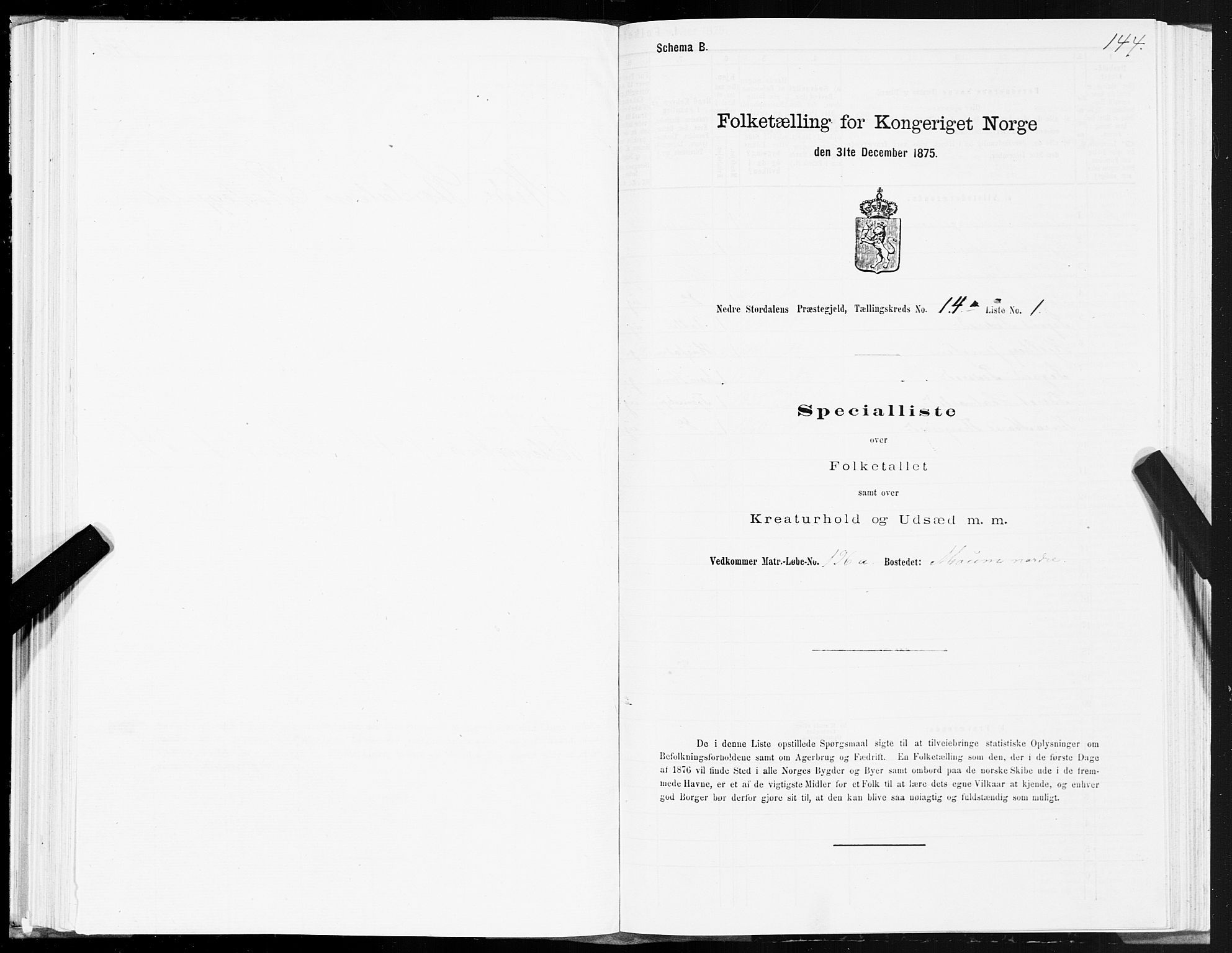 SAT, 1875 census for 1714P Nedre Stjørdal, 1875, p. 7144