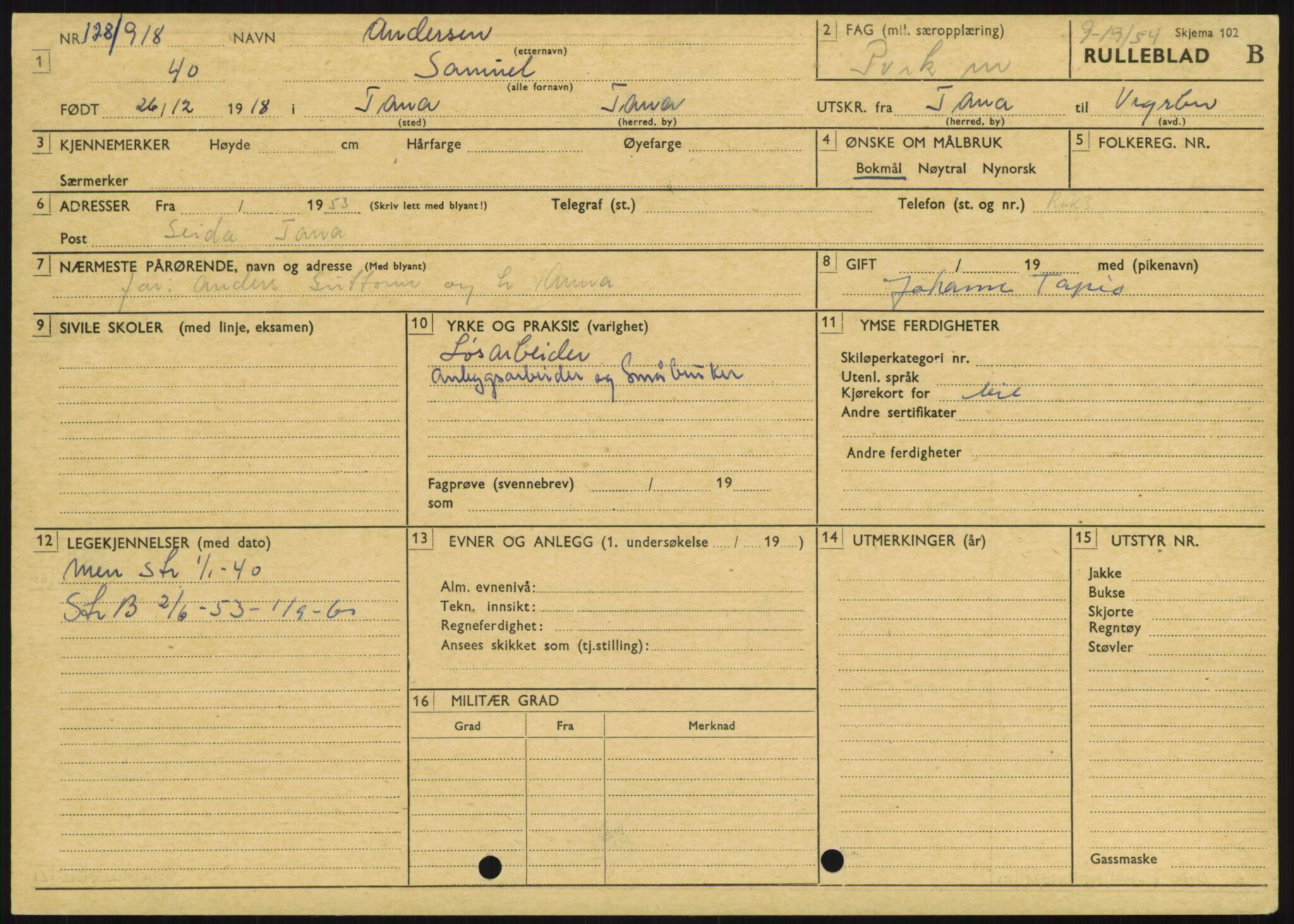 Forsvaret, Varanger bataljon, AV/RA-RAFA-2258/1/D/L0446: Rulleblad for menige født 1917-1919, 1917-1919, p. 302