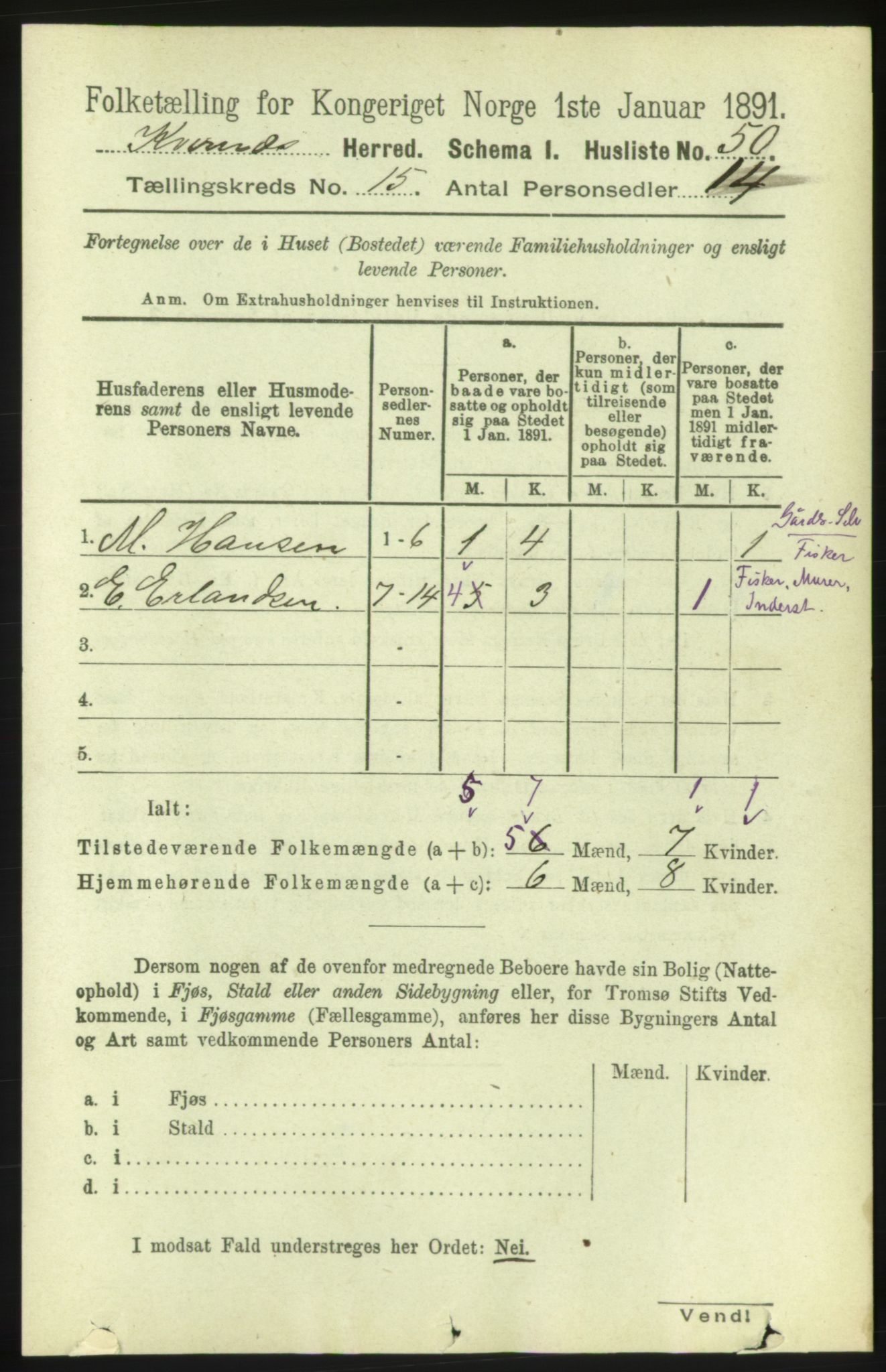 RA, 1891 census for 1553 Kvernes, 1891, p. 5945