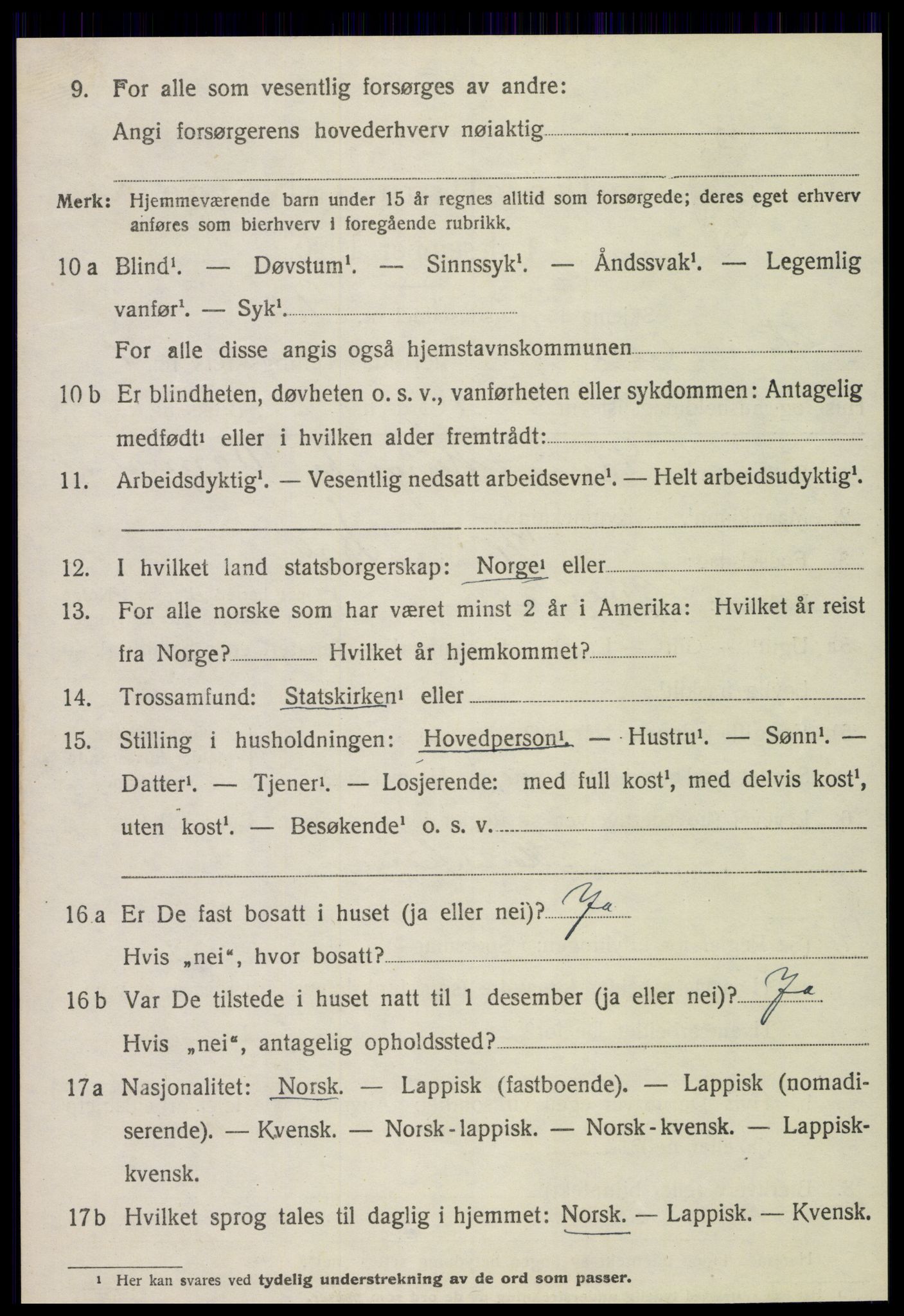 SAT, 1920 census for Overhalla, 1920, p. 5383