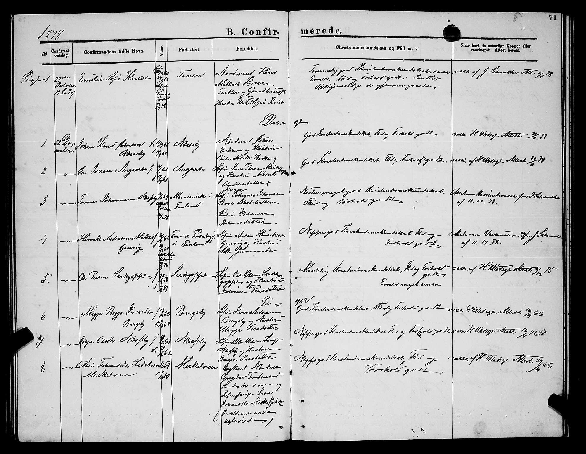 Nesseby sokneprestkontor, SATØ/S-1330/H/Hb/L0004klokker: Parish register (copy) no. 4, 1877-1884, p. 71