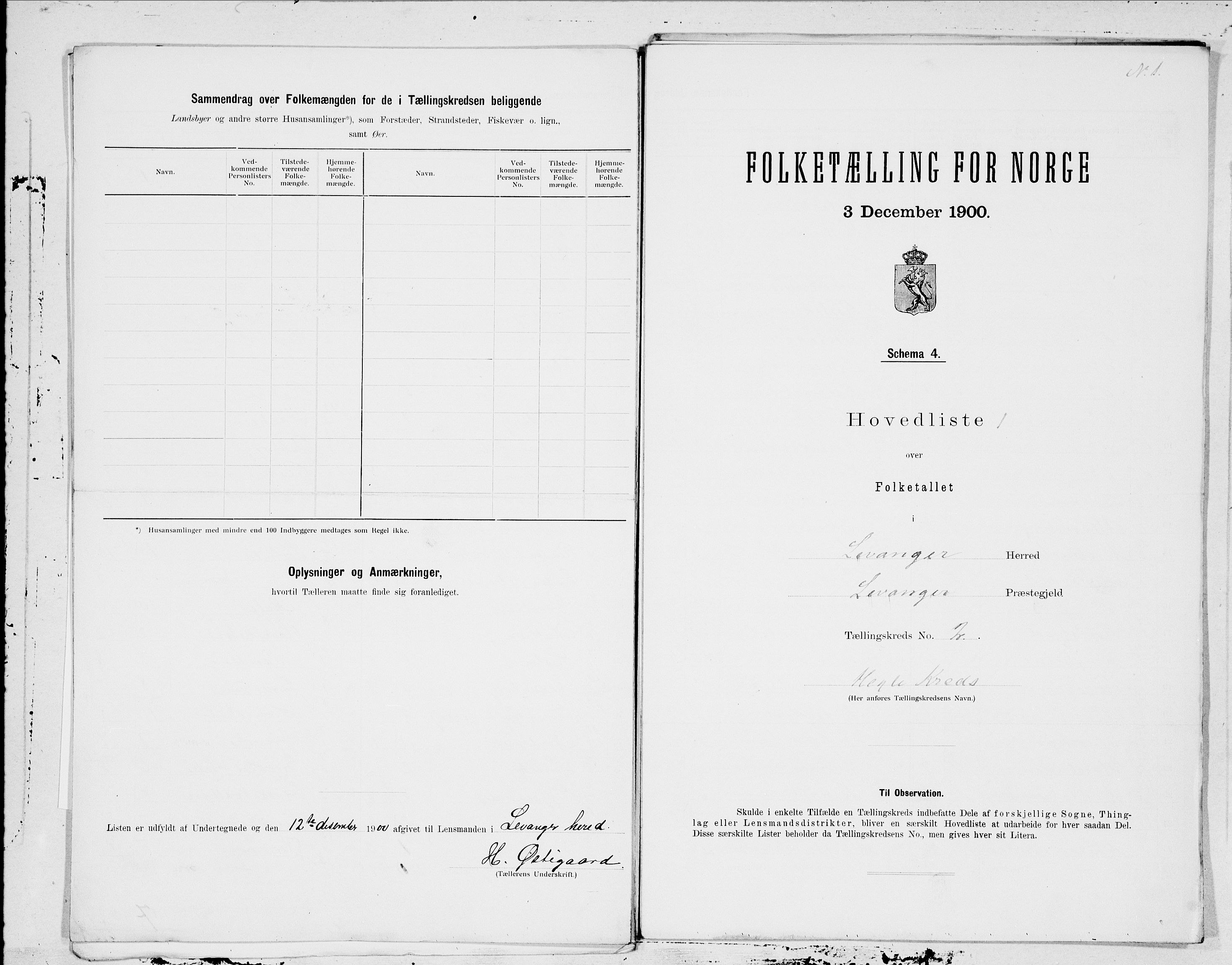 SAT, 1900 census for Levanger, 1900, p. 4
