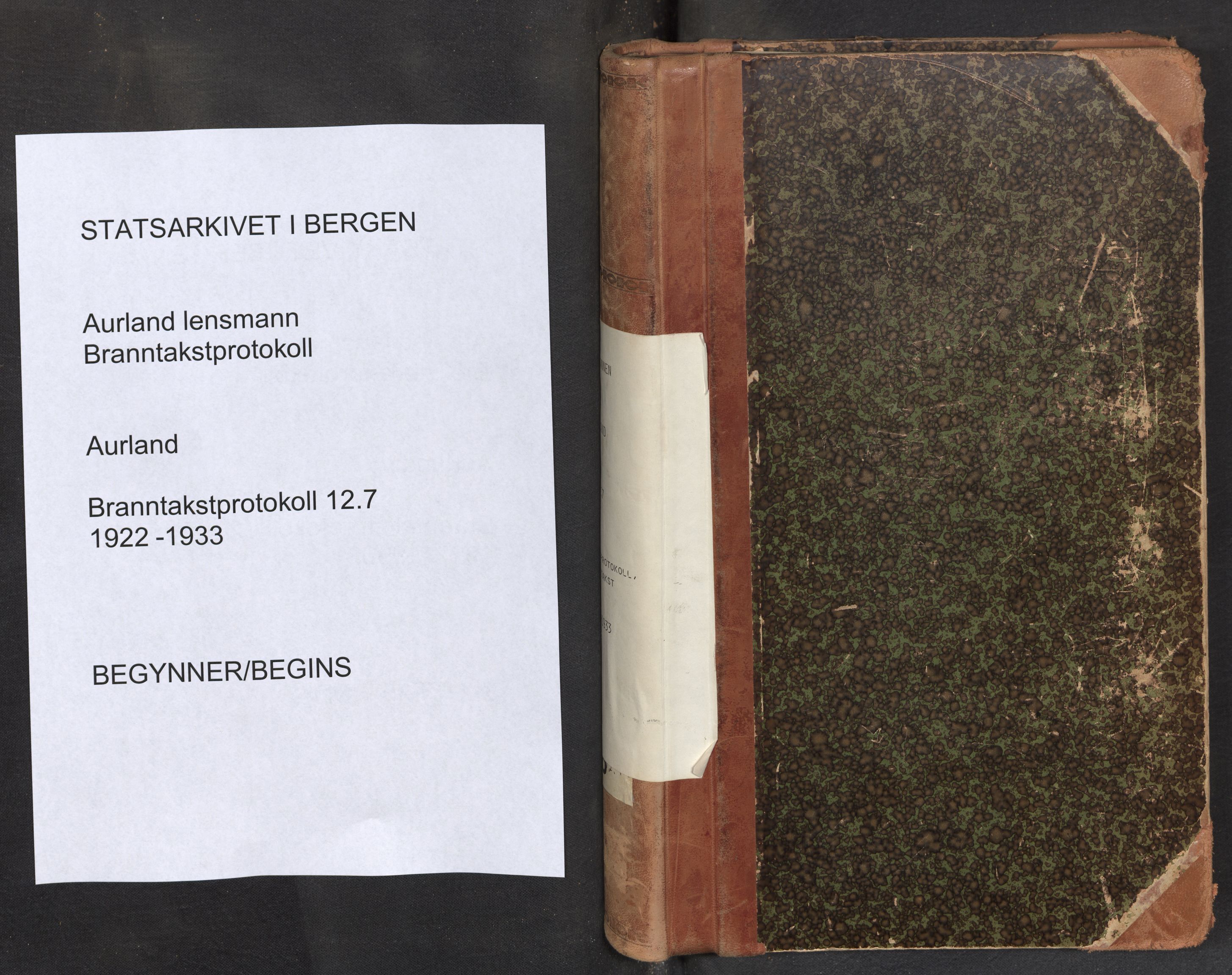 Lensmannen i Aurland, SAB/A-26401/0012/L0007: Branntakstprotokoll, skjematakst, 1922-1933