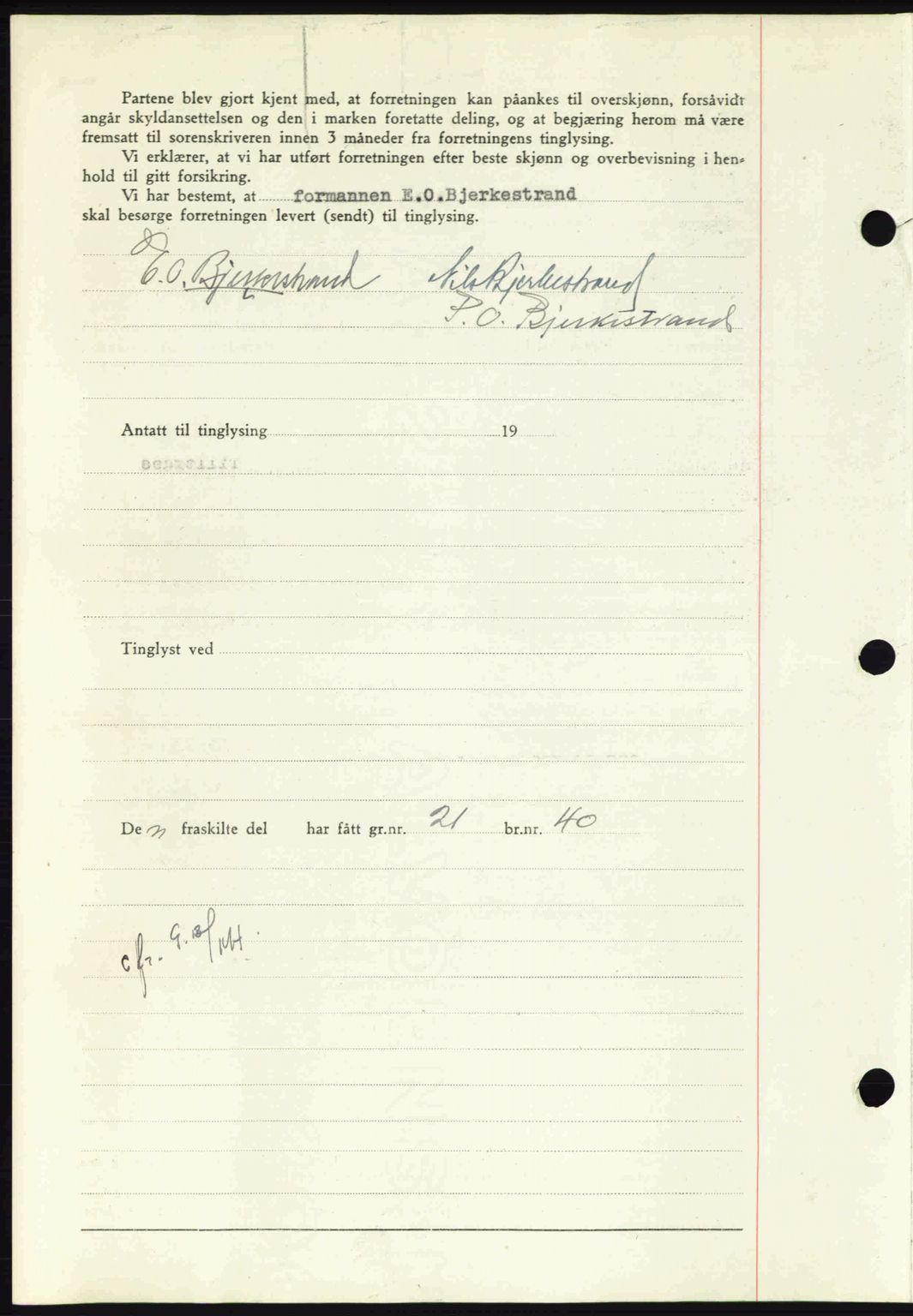 Nordmøre sorenskriveri, AV/SAT-A-4132/1/2/2Ca: Mortgage book no. A91, 1941-1942, Diary no: : 1954/1941