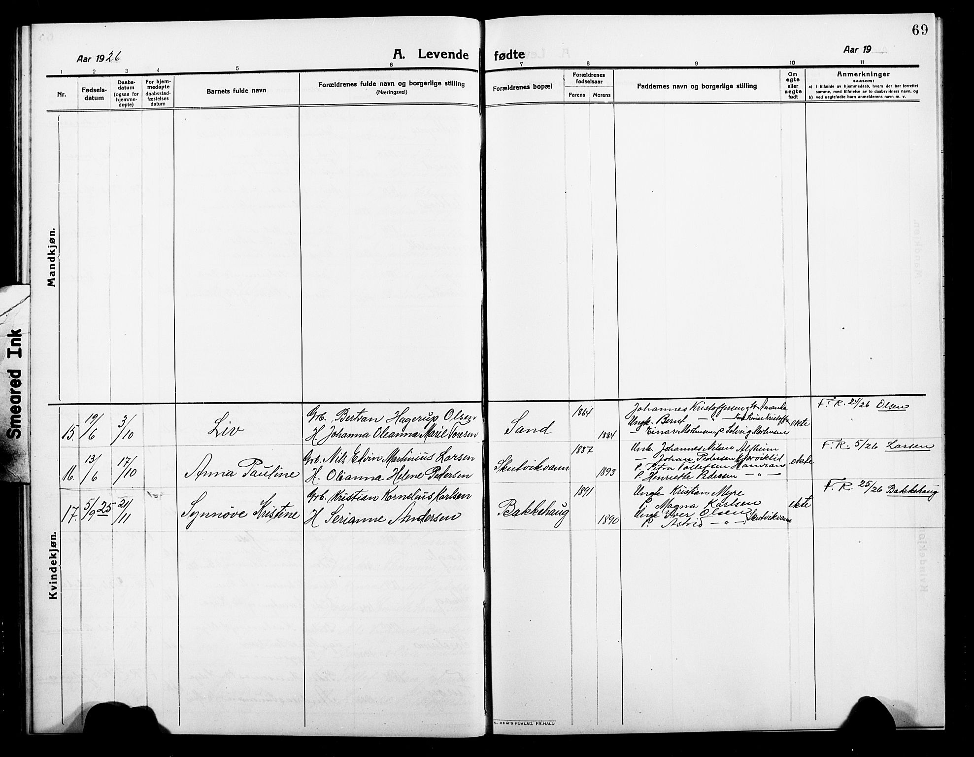 Balsfjord sokneprestembete, SATØ/S-1303/G/Ga/L0004klokker: Parish register (copy) no. 4, 1910-1926, p. 69