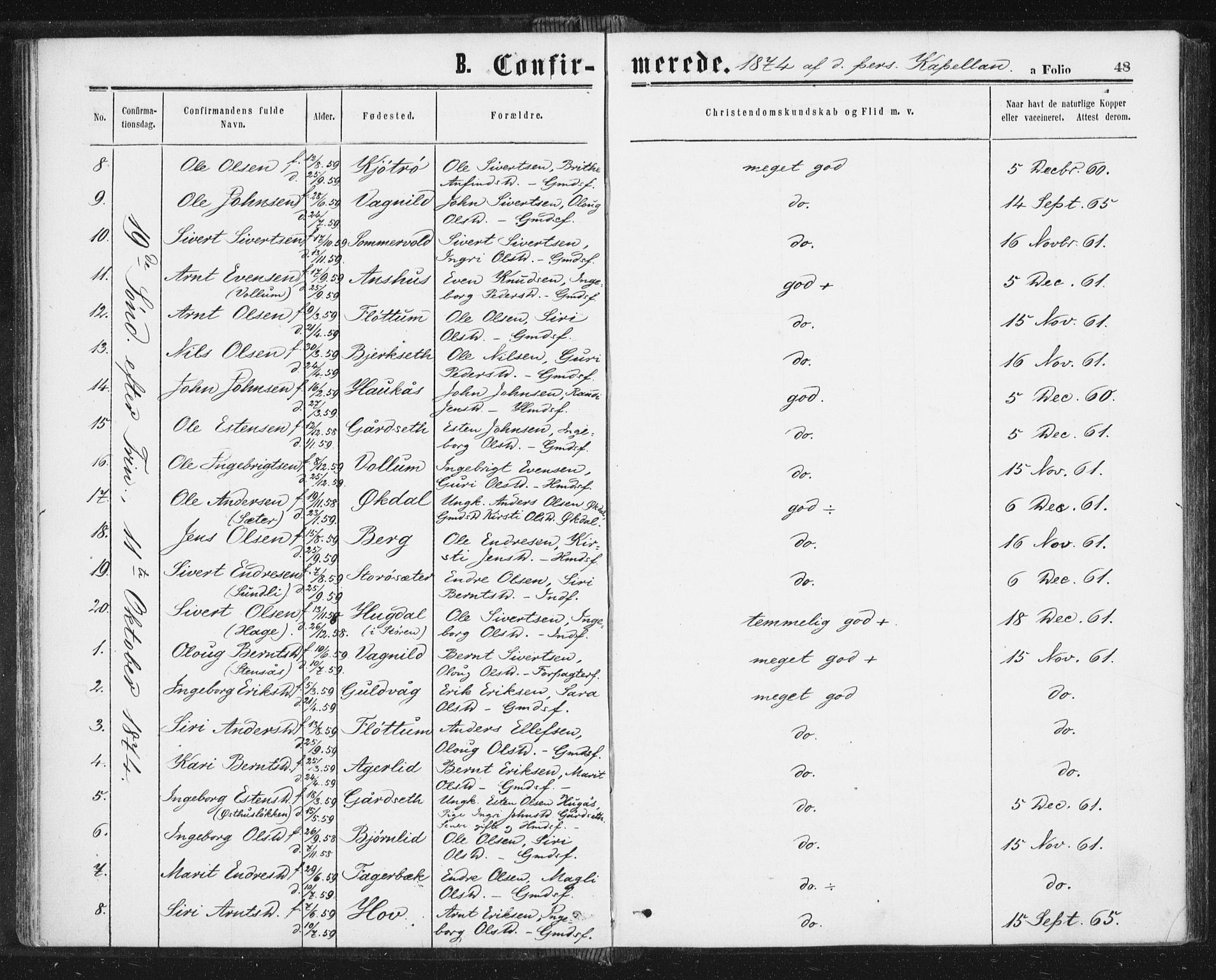 Ministerialprotokoller, klokkerbøker og fødselsregistre - Sør-Trøndelag, AV/SAT-A-1456/689/L1039: Parish register (official) no. 689A04, 1865-1878, p. 48