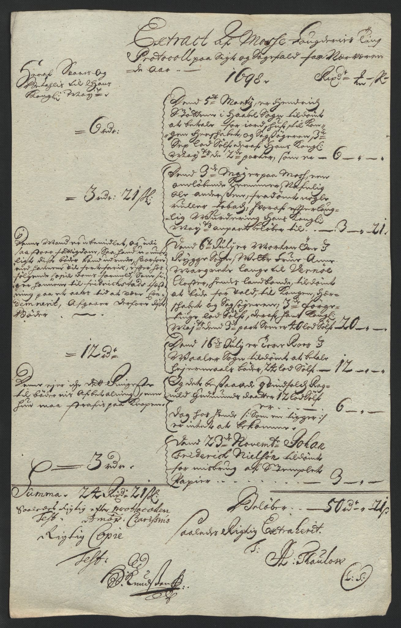 Rentekammeret inntil 1814, Reviderte regnskaper, Fogderegnskap, RA/EA-4092/R04/L0127: Fogderegnskap Moss, Onsøy, Tune, Veme og Åbygge, 1698, p. 14