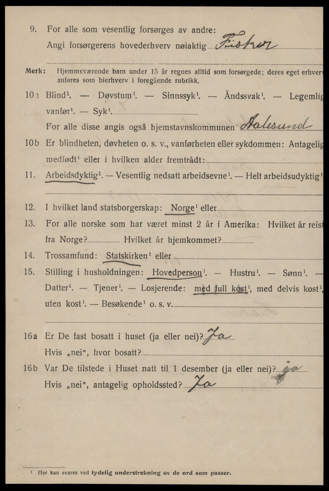 SAT, 1920 census for Ålesund, 1920, p. 11893