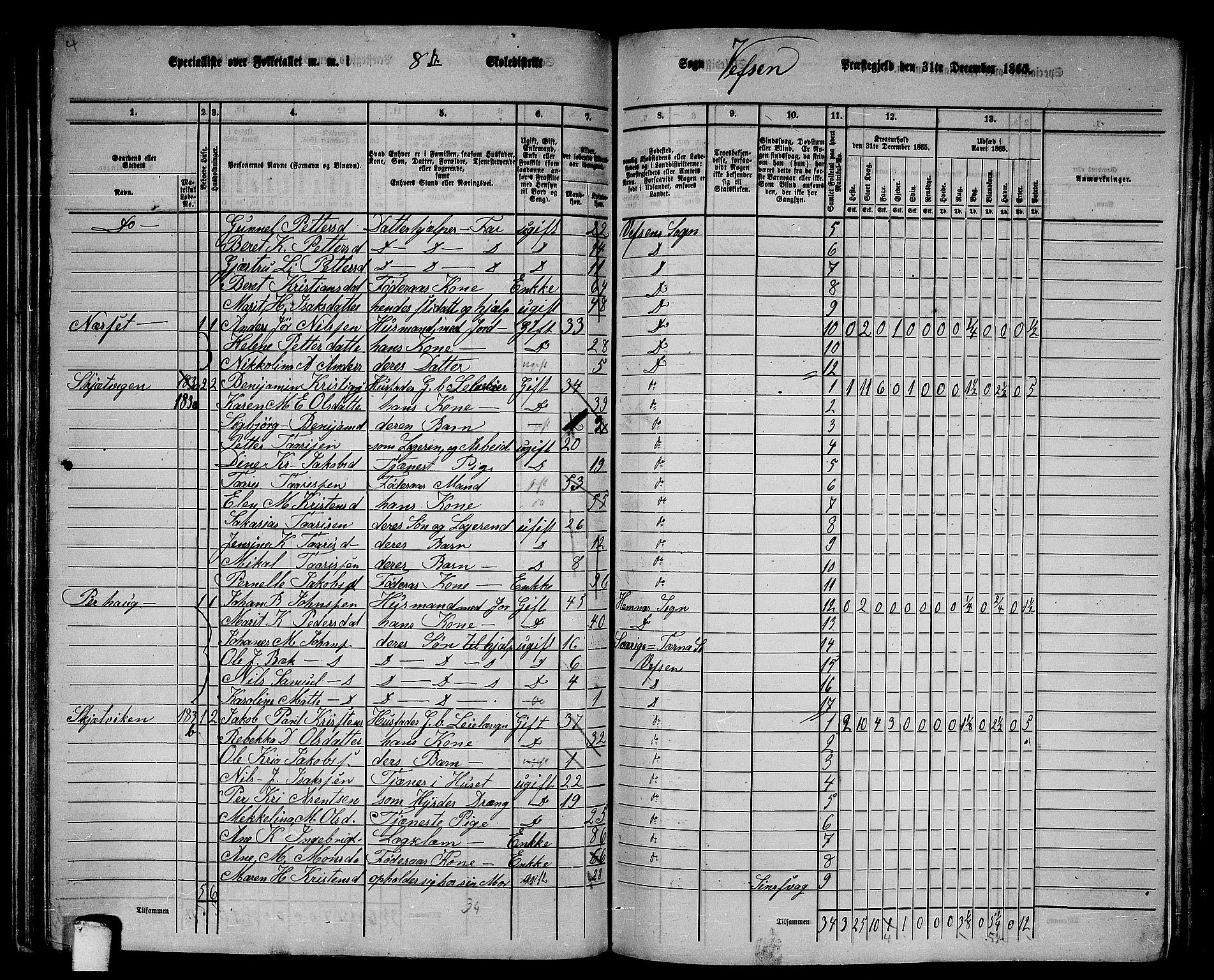 RA, 1865 census for Vefsn, 1865, p. 172