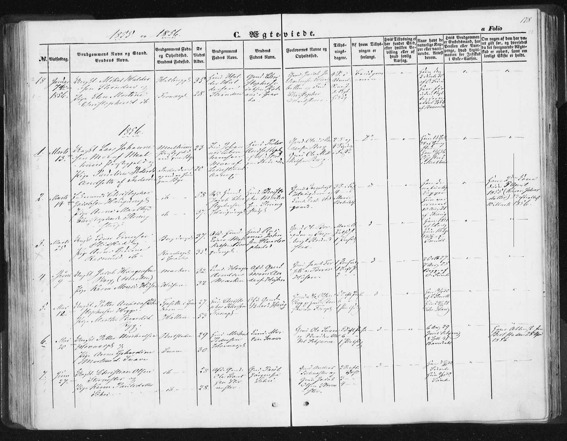 Ministerialprotokoller, klokkerbøker og fødselsregistre - Nord-Trøndelag, SAT/A-1458/746/L0446: Parish register (official) no. 746A05, 1846-1859, p. 178