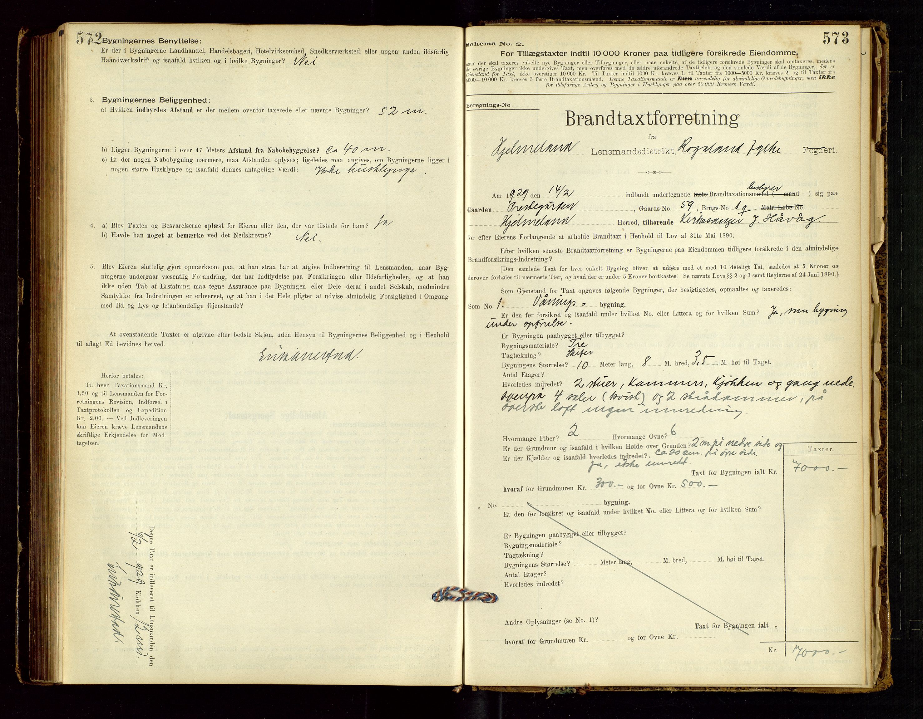 Hjelmeland lensmannskontor, SAST/A-100439/Gob/L0001: "Brandtaxationsprotokol", 1895-1932, p. 572-573