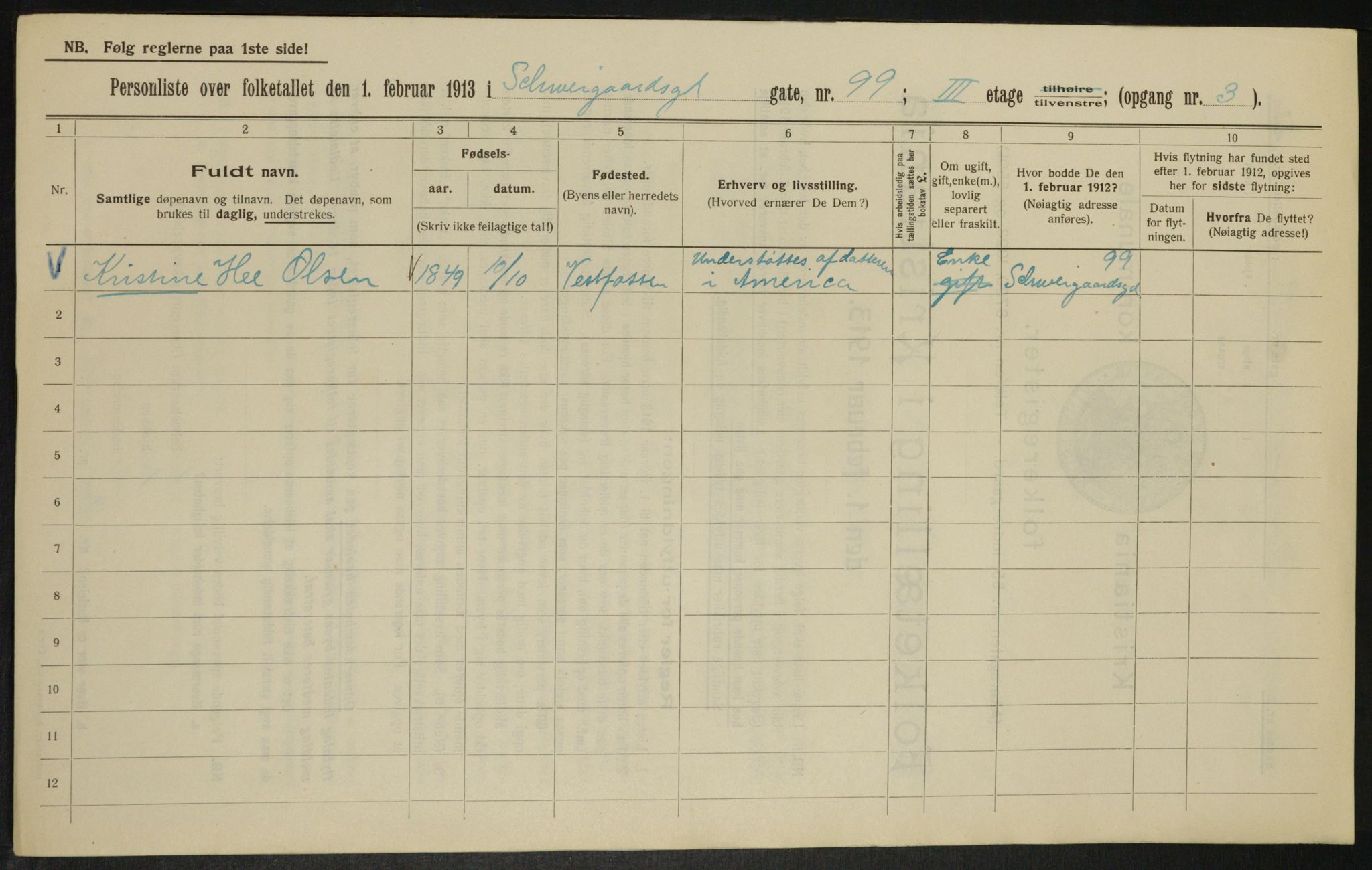 OBA, Municipal Census 1913 for Kristiania, 1913, p. 92637