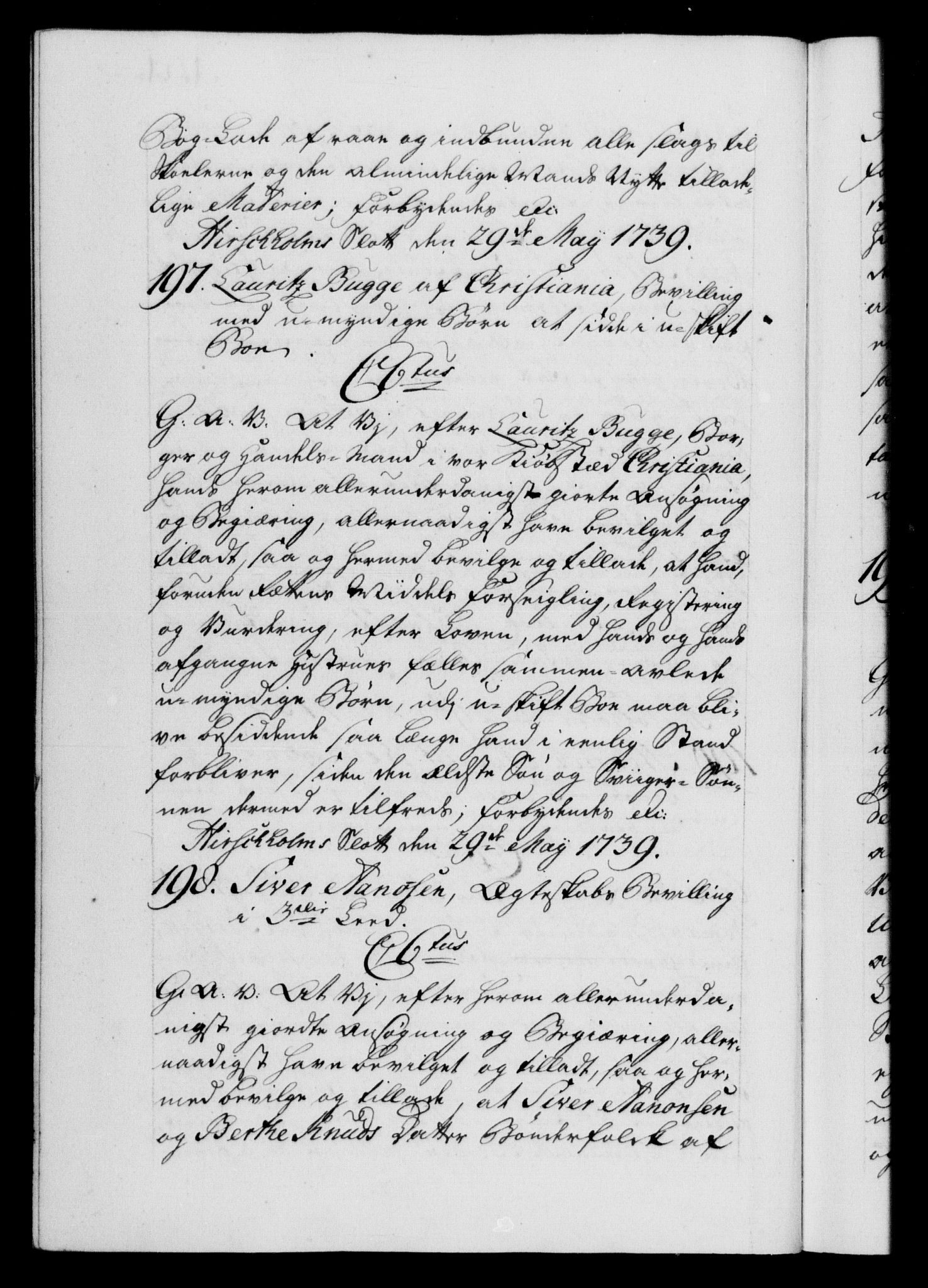 Danske Kanselli 1572-1799, AV/RA-EA-3023/F/Fc/Fca/Fcaa/L0031: Norske registre, 1739-1740, p. 131b