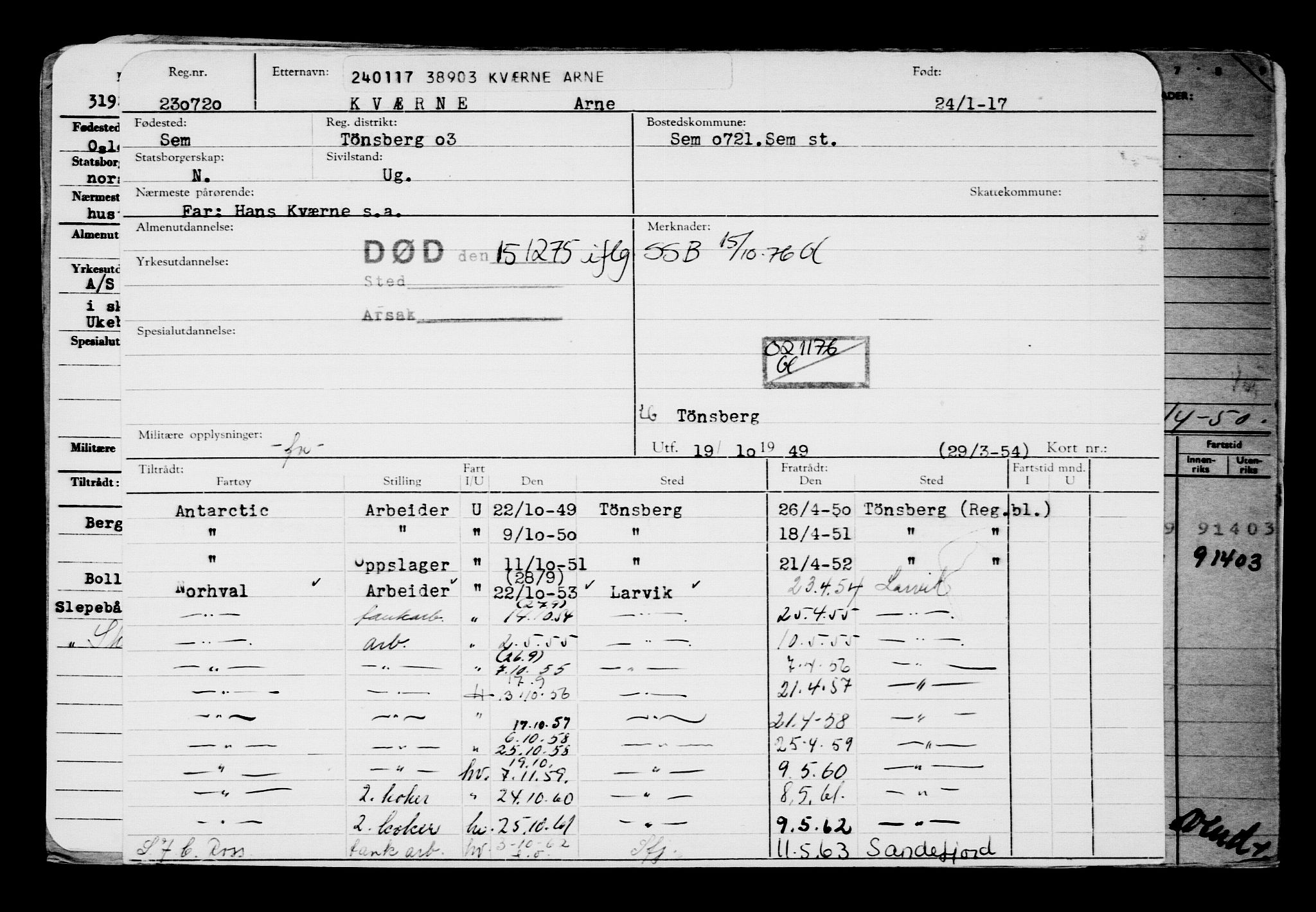 Direktoratet for sjømenn, AV/RA-S-3545/G/Gb/L0145: Hovedkort, 1917, p. 442