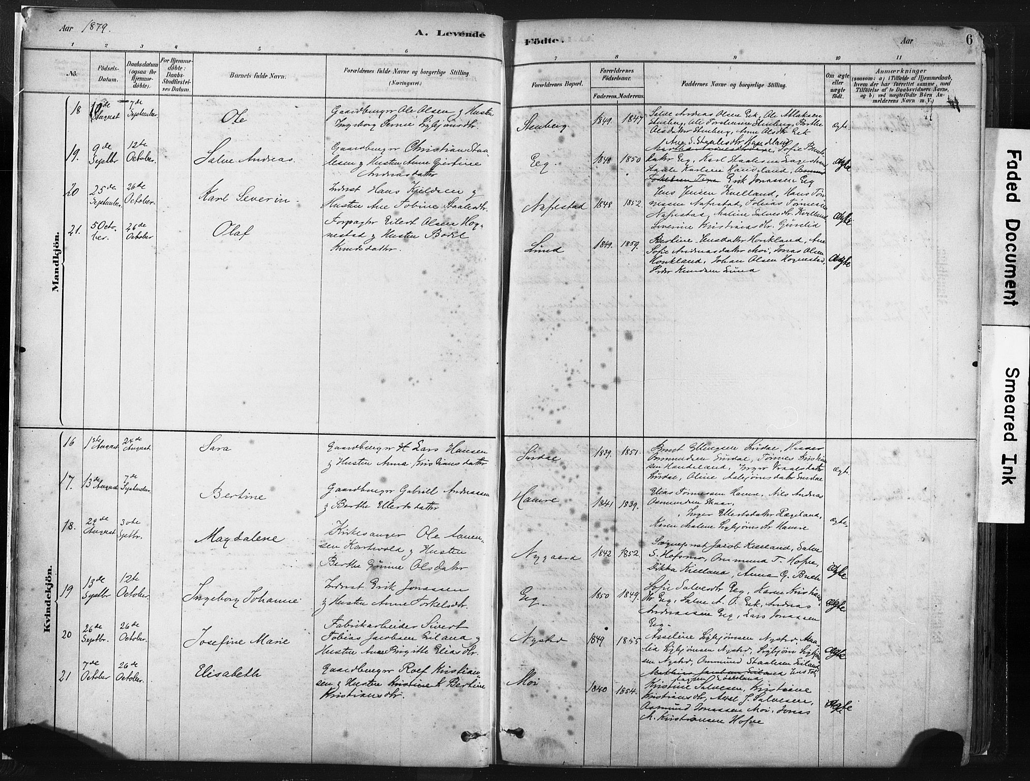 Lund sokneprestkontor, AV/SAST-A-101809/S06/L0011: Parish register (official) no. A 10, 1877-1904, p. 6