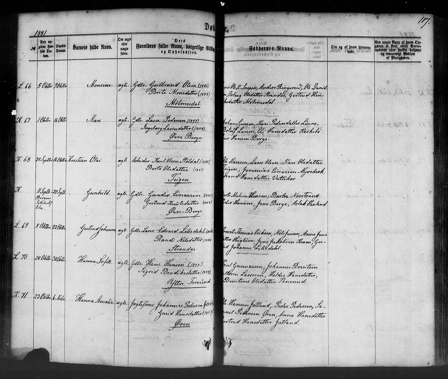 Lavik sokneprestembete, AV/SAB-A-80901: Parish register (official) no. A 4, 1864-1881, p. 117