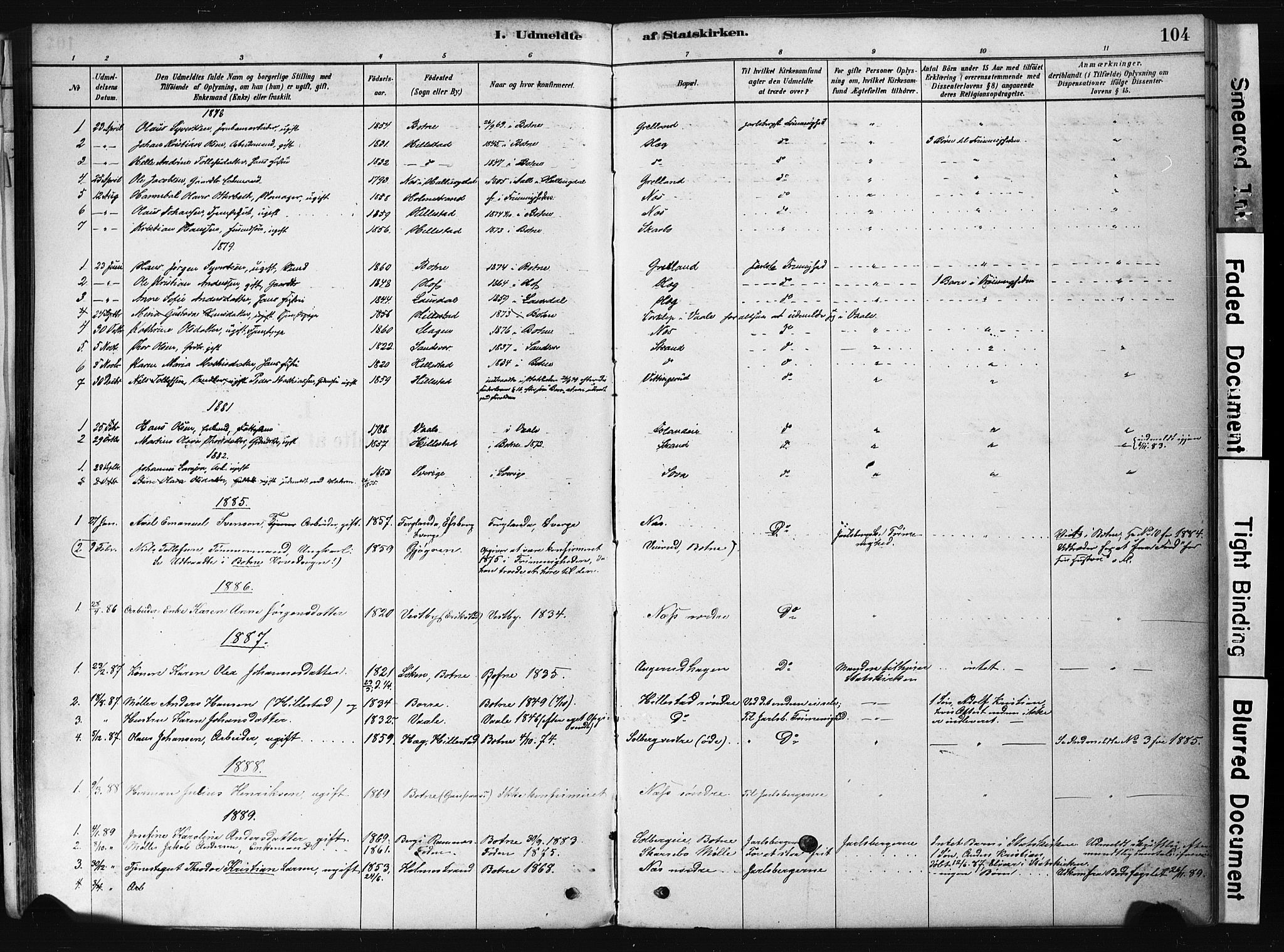 Botne kirkebøker, AV/SAKO-A-340/F/Fb/L0001: Parish register (official) no. II 1, 1878-1902, p. 104