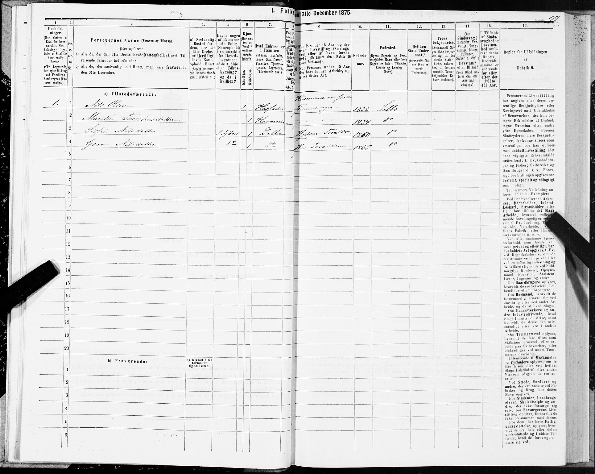 SAT, 1875 census for 1664P Selbu, 1875, p. 1028