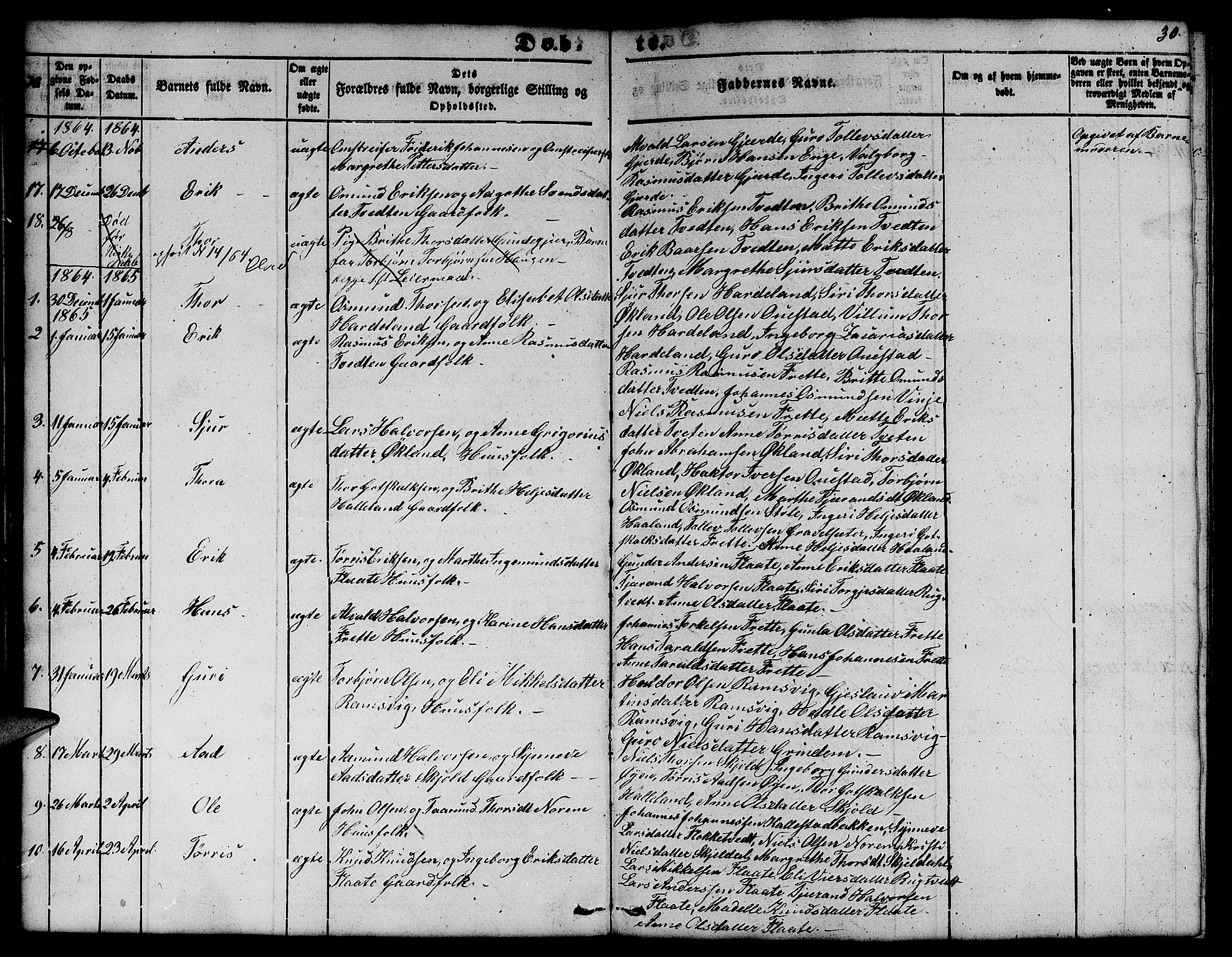 Etne sokneprestembete, SAB/A-75001/H/Hab: Parish register (copy) no. C 2, 1851-1865, p. 30
