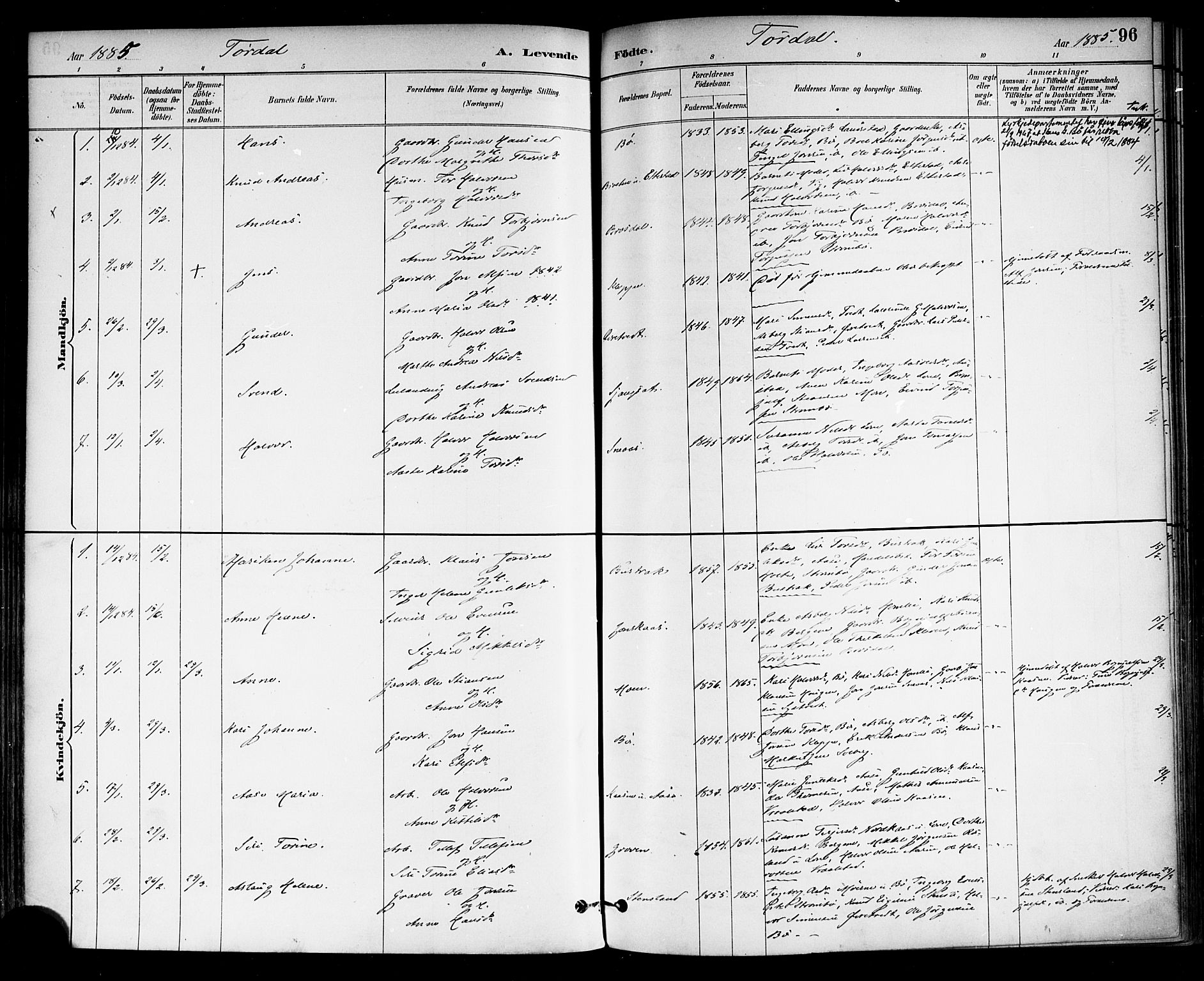 Drangedal kirkebøker, SAKO/A-258/F/Fa/L0010: Parish register (official) no. 10 /2, 1885-1894, p. 96