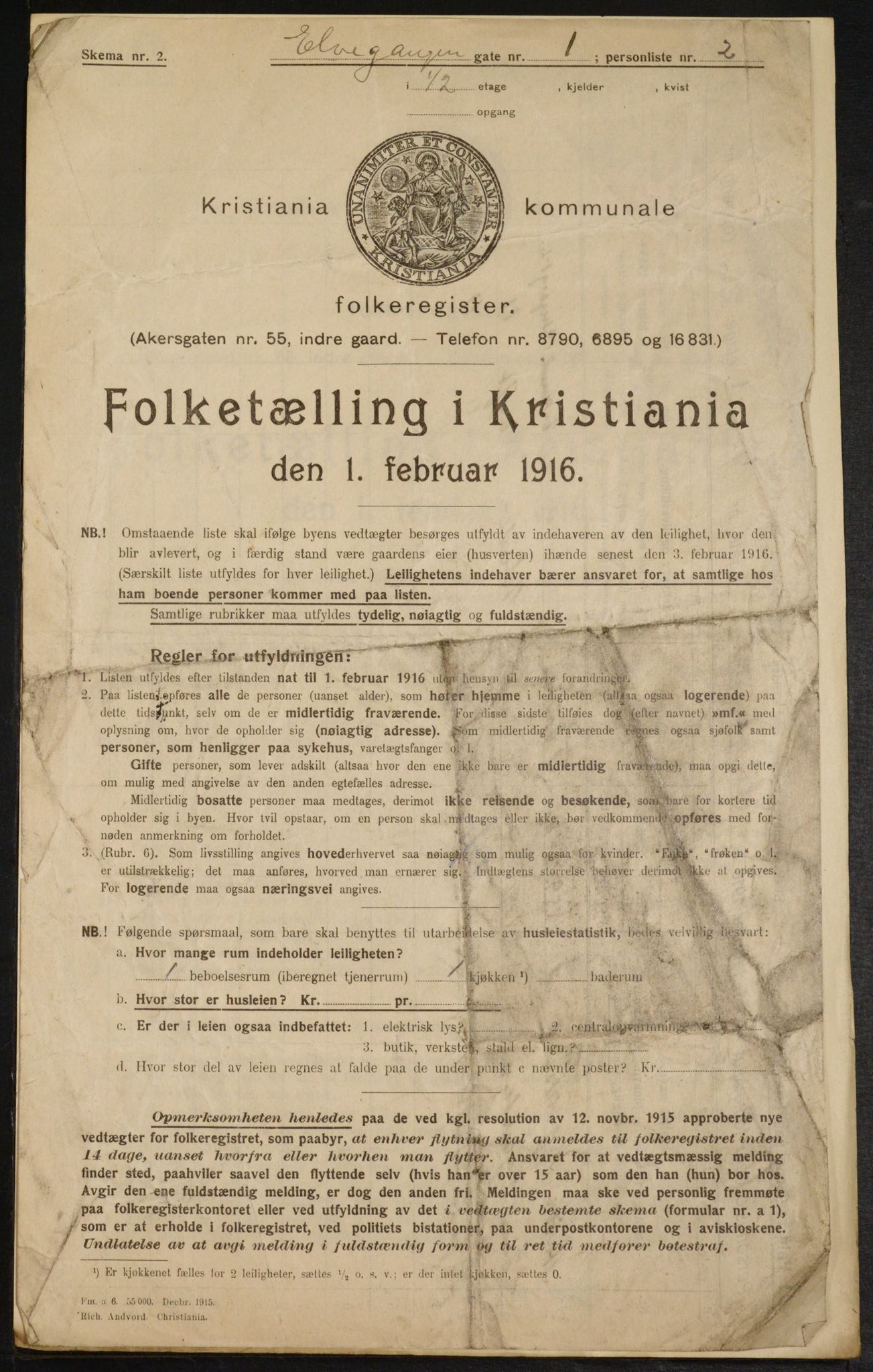 OBA, Municipal Census 1916 for Kristiania, 1916, p. 21203