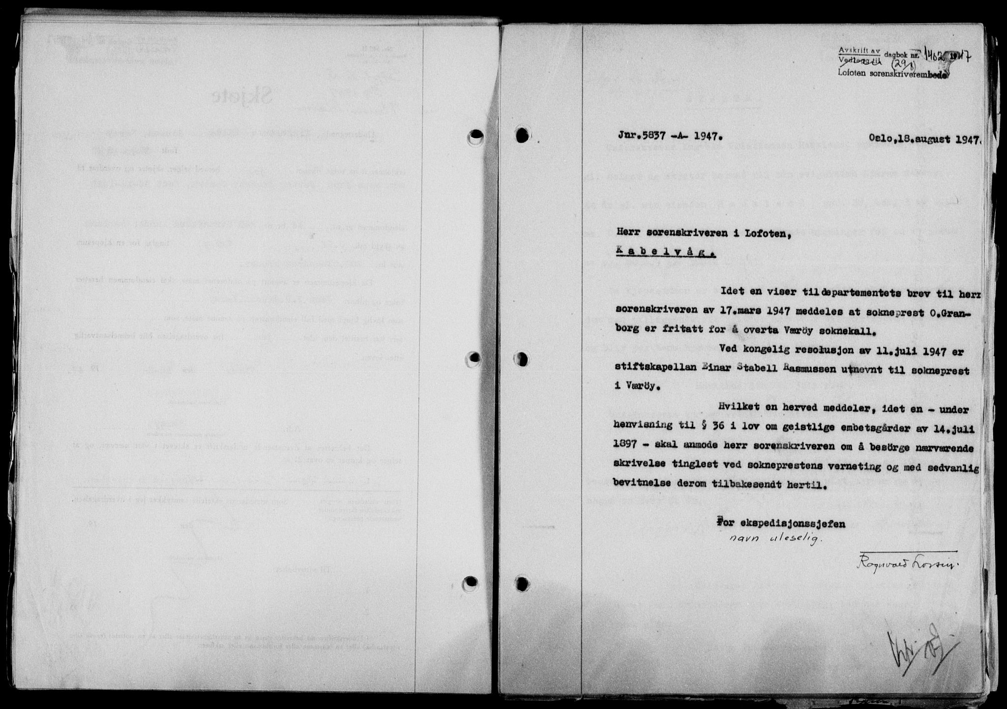 Lofoten sorenskriveri, SAT/A-0017/1/2/2C/L0016a: Mortgage book no. 16a, 1947-1947, Diary no: : 1402/1947