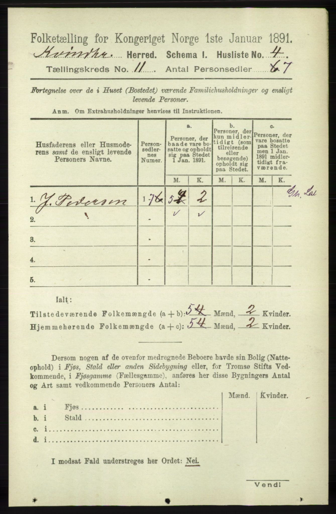 RA, 1891 census for 1224 Kvinnherad, 1891, p. 3789