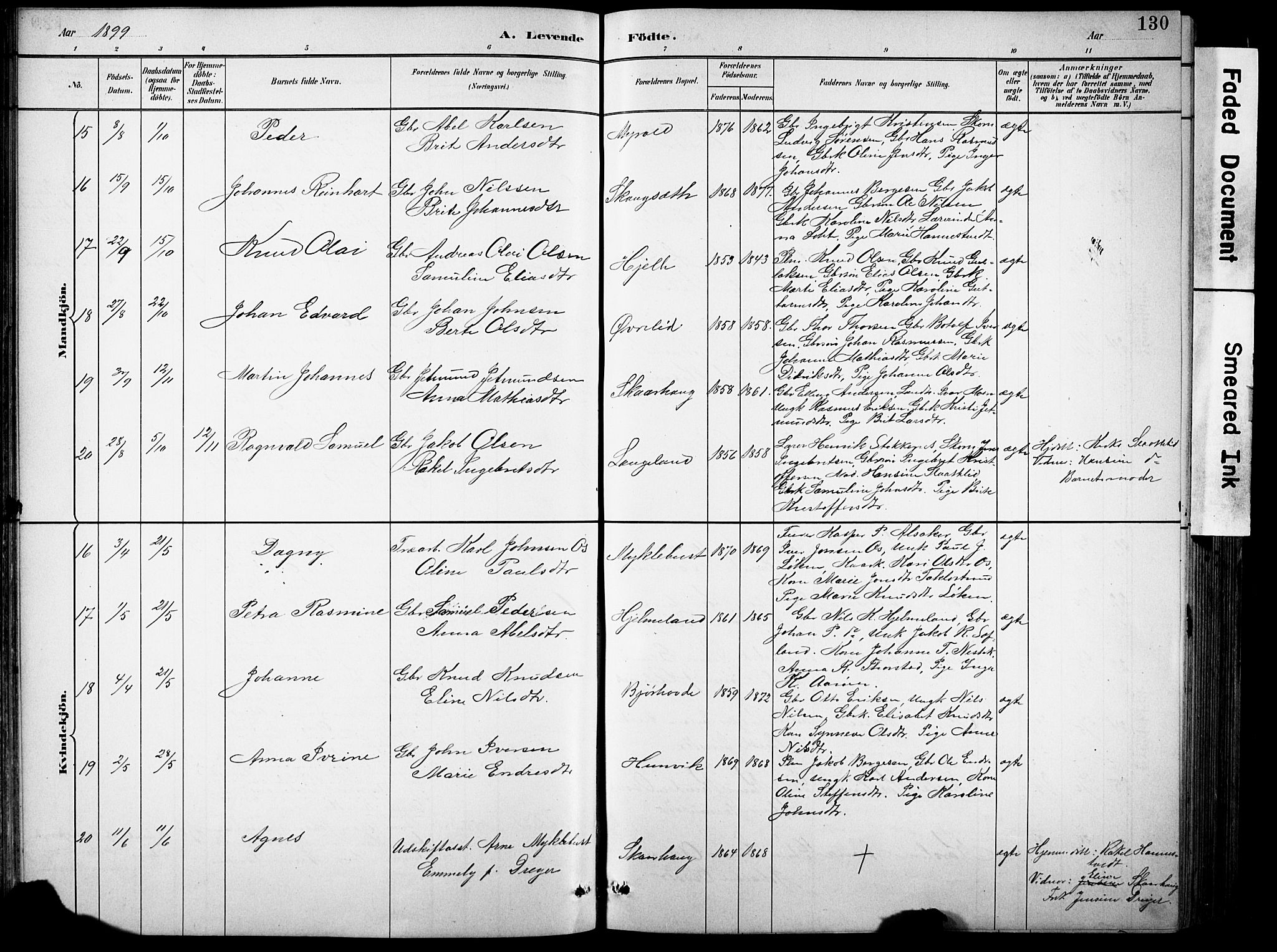 Eid sokneprestembete, AV/SAB-A-82301/H/Hab/Habb/L0002: Parish register (copy) no. B 2, 1882-1907, p. 130