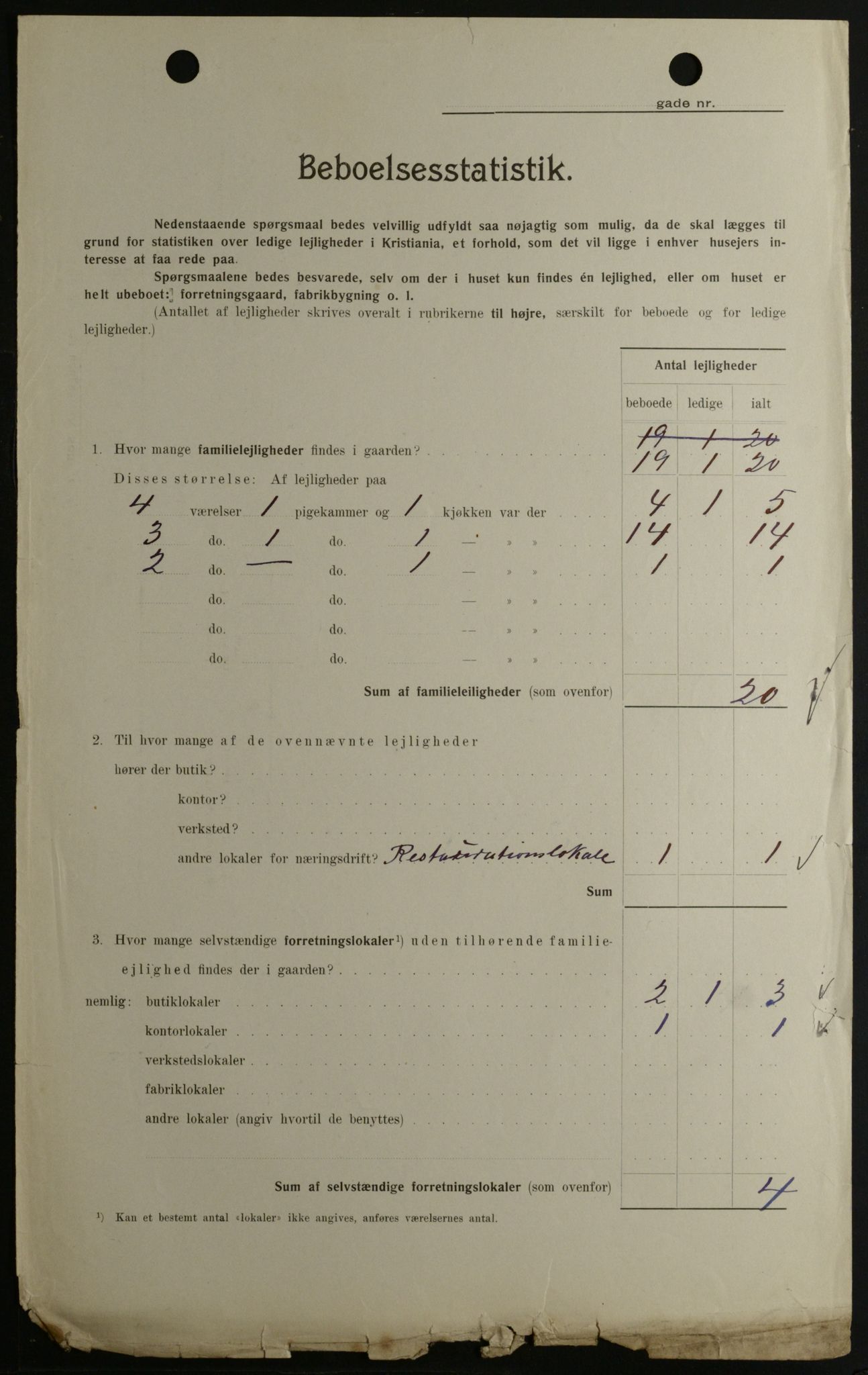 OBA, Municipal Census 1908 for Kristiania, 1908, p. 116485