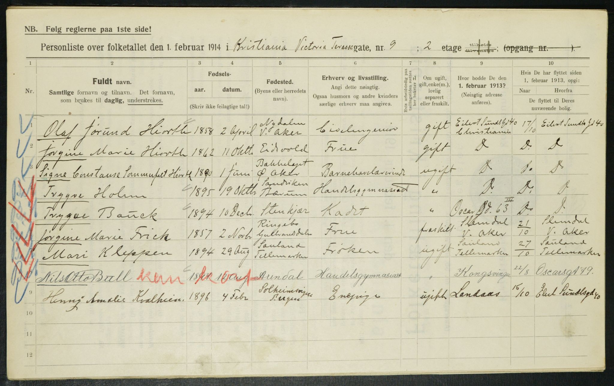 OBA, Municipal Census 1914 for Kristiania, 1914, p. 124578