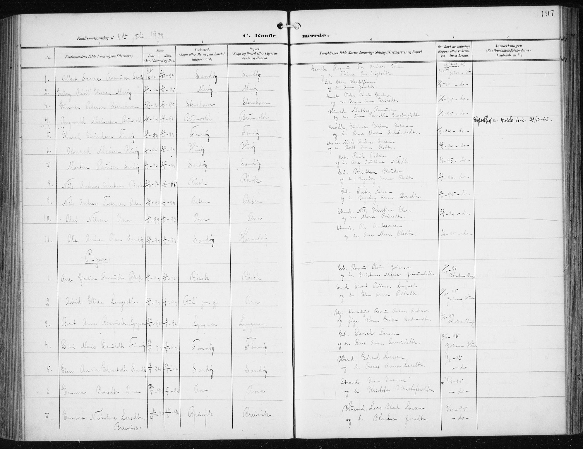 Ministerialprotokoller, klokkerbøker og fødselsregistre - Møre og Romsdal, AV/SAT-A-1454/561/L0733: Parish register (copy) no. 561C03, 1900-1940, p. 197