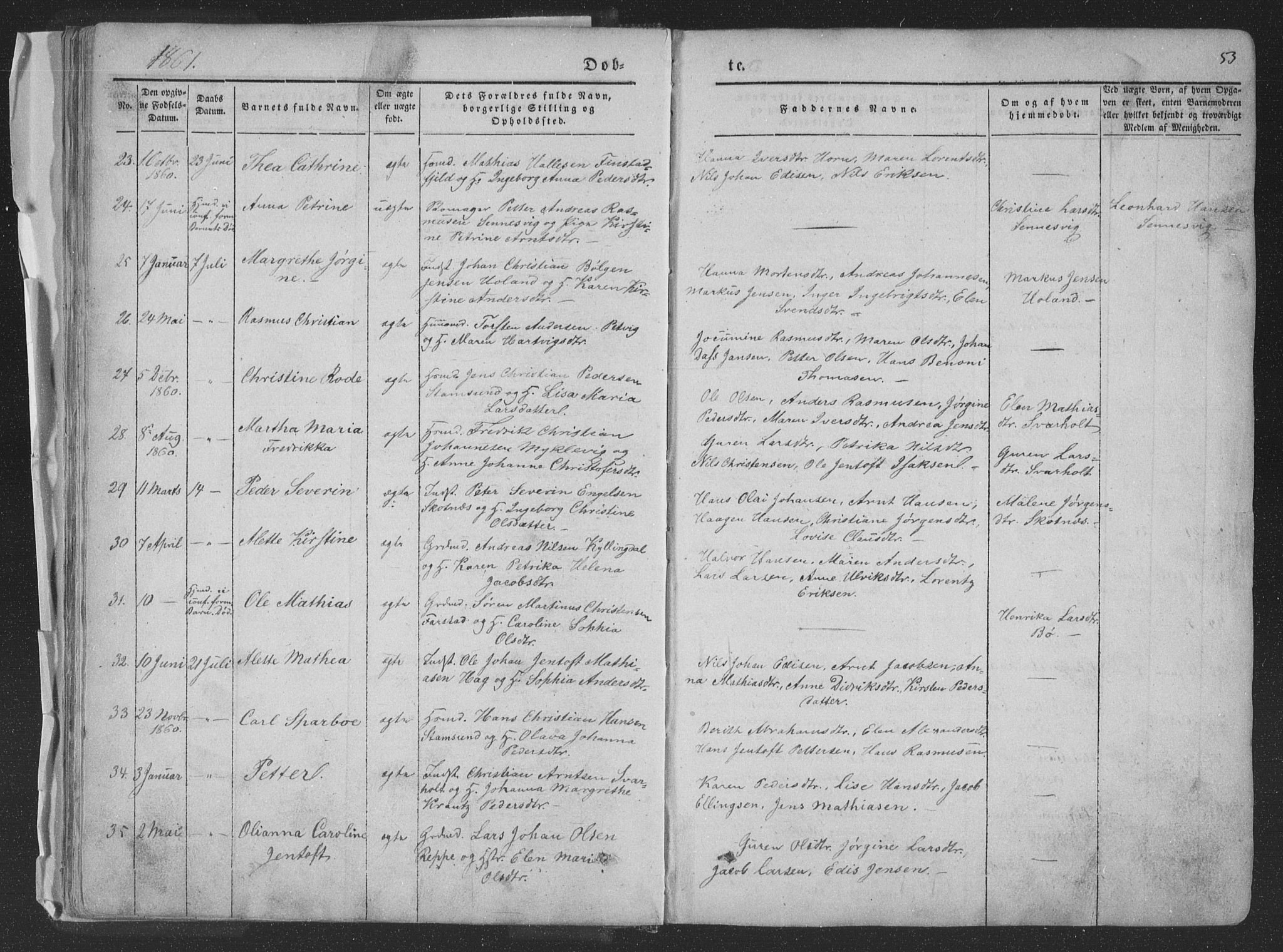 Ministerialprotokoller, klokkerbøker og fødselsregistre - Nordland, AV/SAT-A-1459/881/L1165: Parish register (copy) no. 881C02, 1854-1876, p. 53