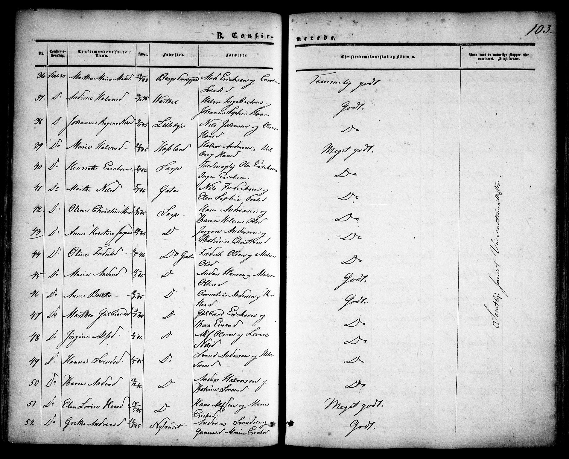 Skjeberg prestekontor Kirkebøker, AV/SAO-A-10923/F/Fa/L0007: Parish register (official) no. I 7, 1859-1868, p. 103