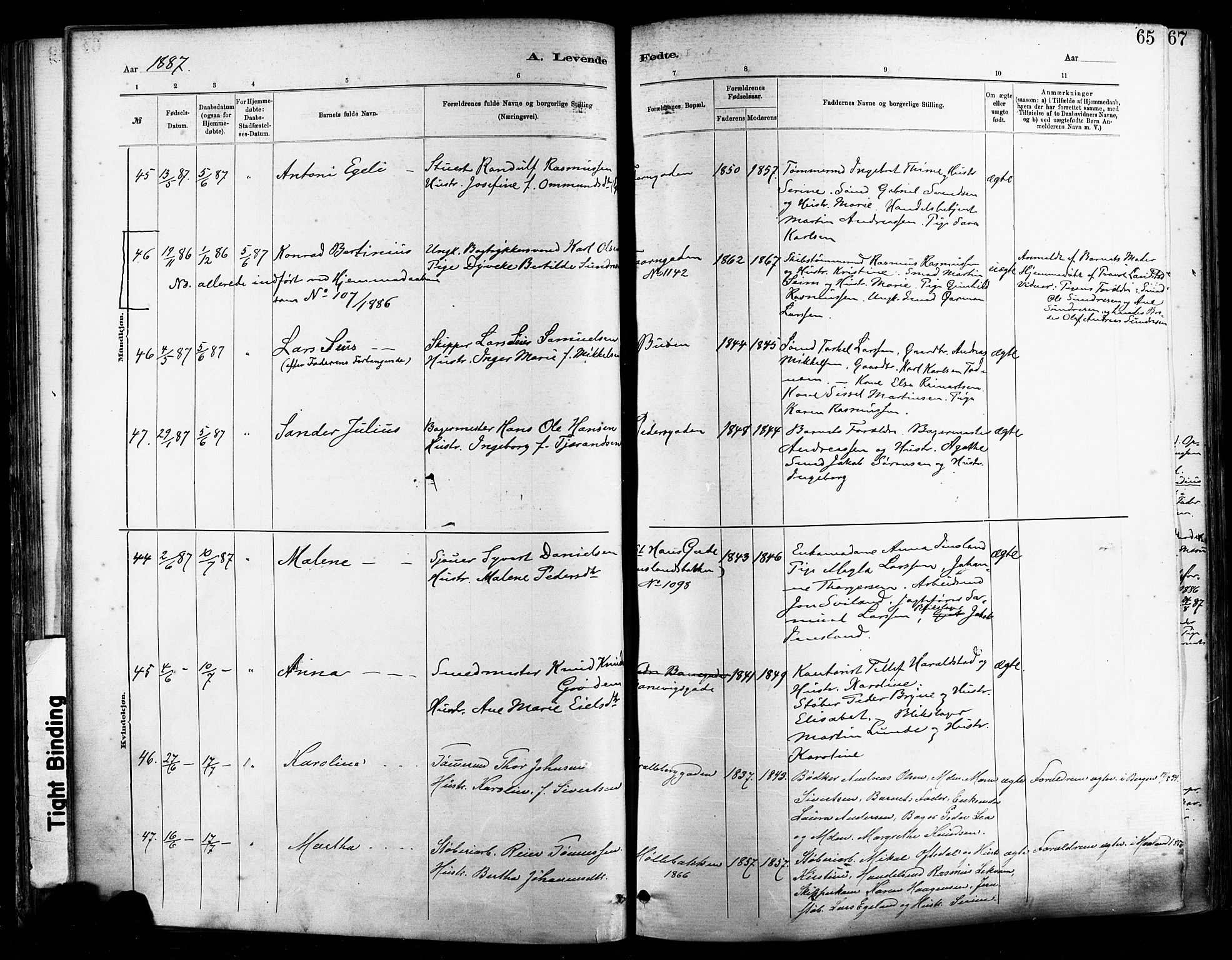 St. Johannes sokneprestkontor, AV/SAST-A-101814/001/30/30BA/L0001: Parish register (official) no. A 1, 1885-1891, p. 65